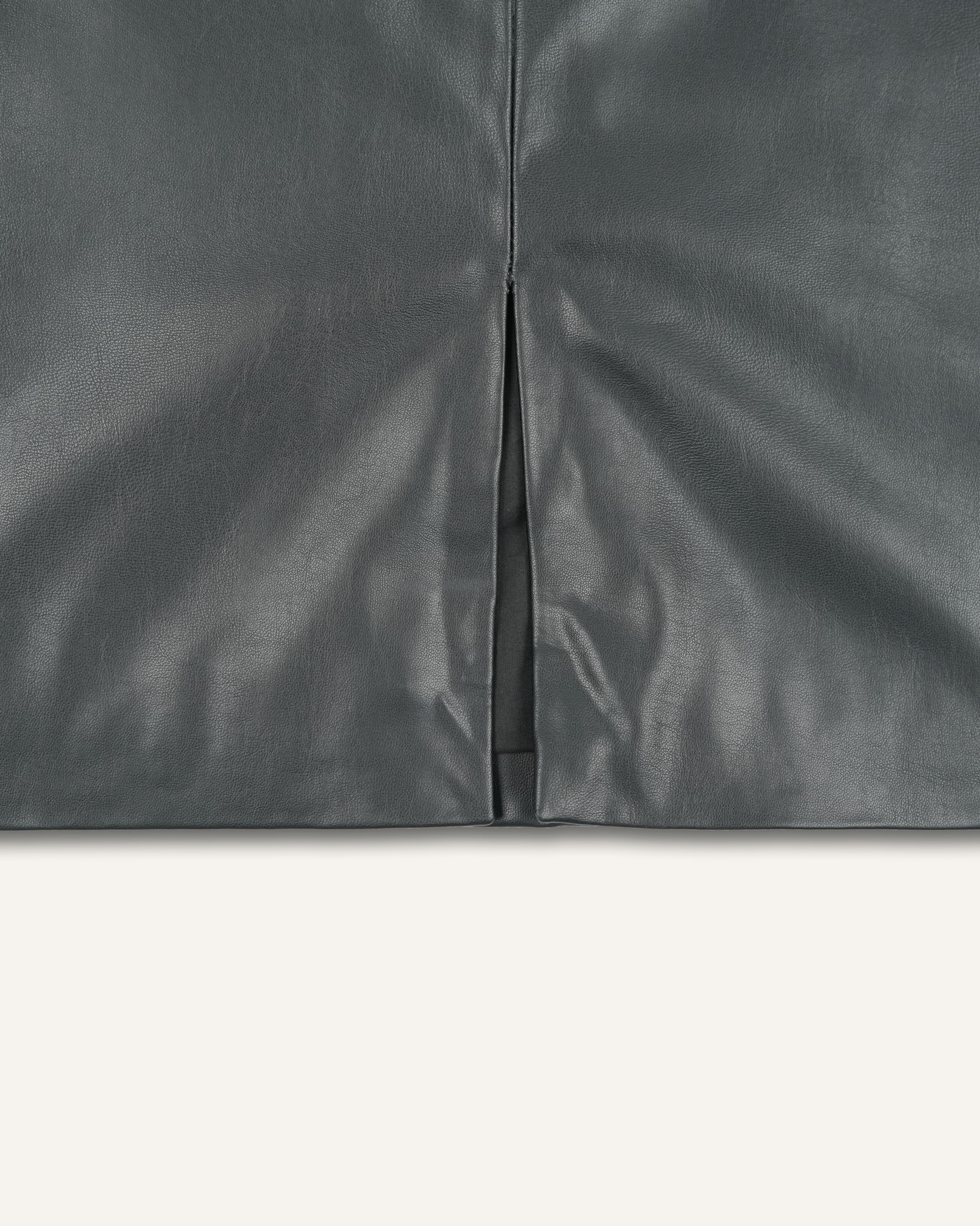 Black Cloudy Lamb Leather Skirt