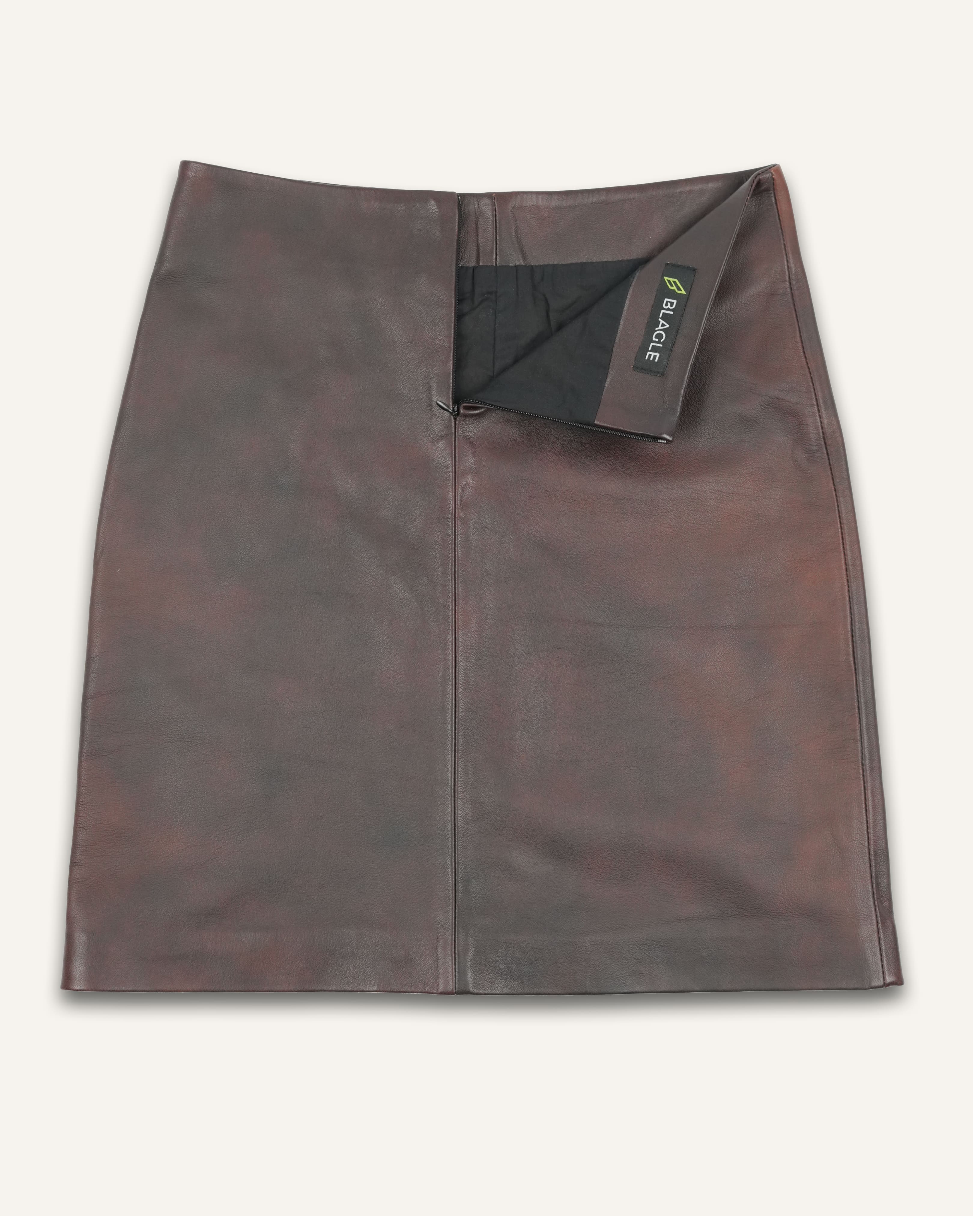 Cloudy Brown Leather Skirt