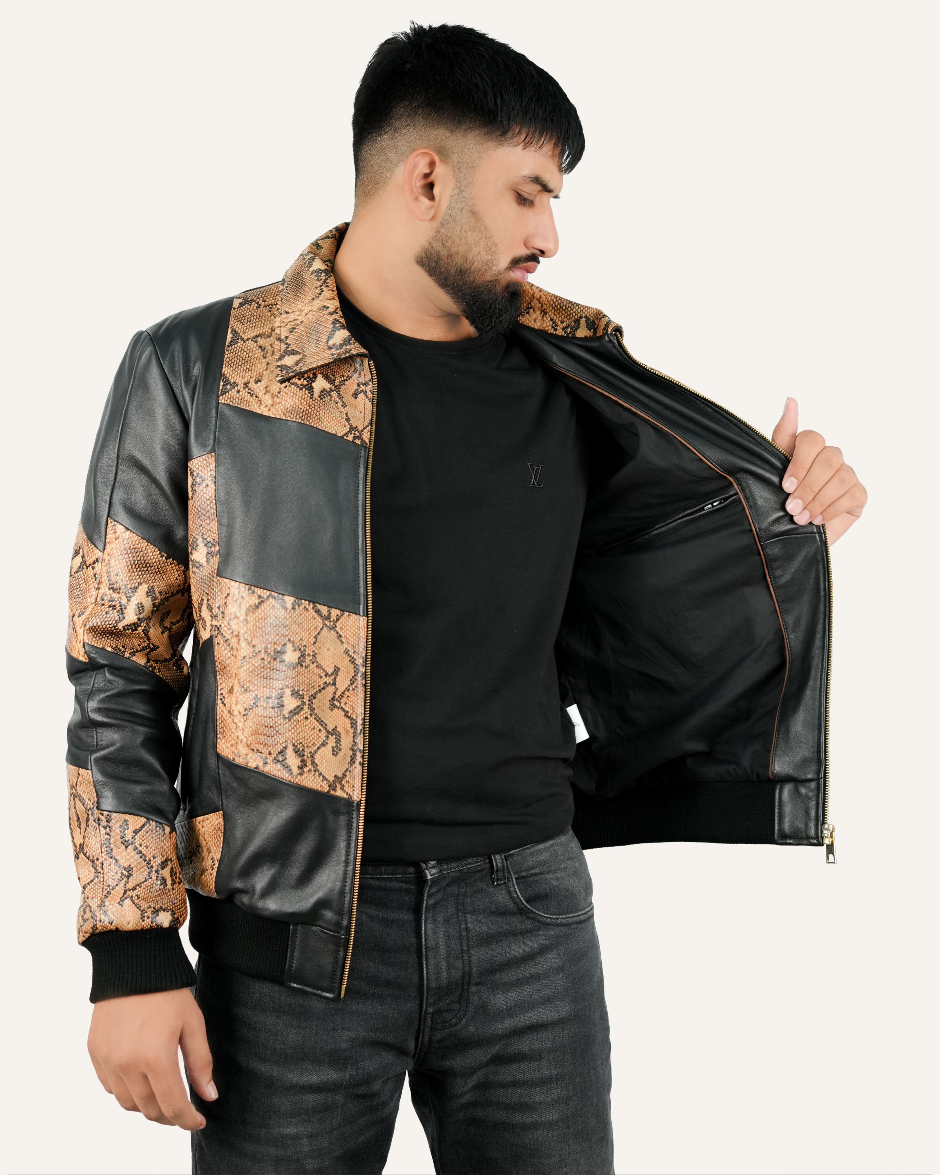 Lamb Snake Leather Jacket