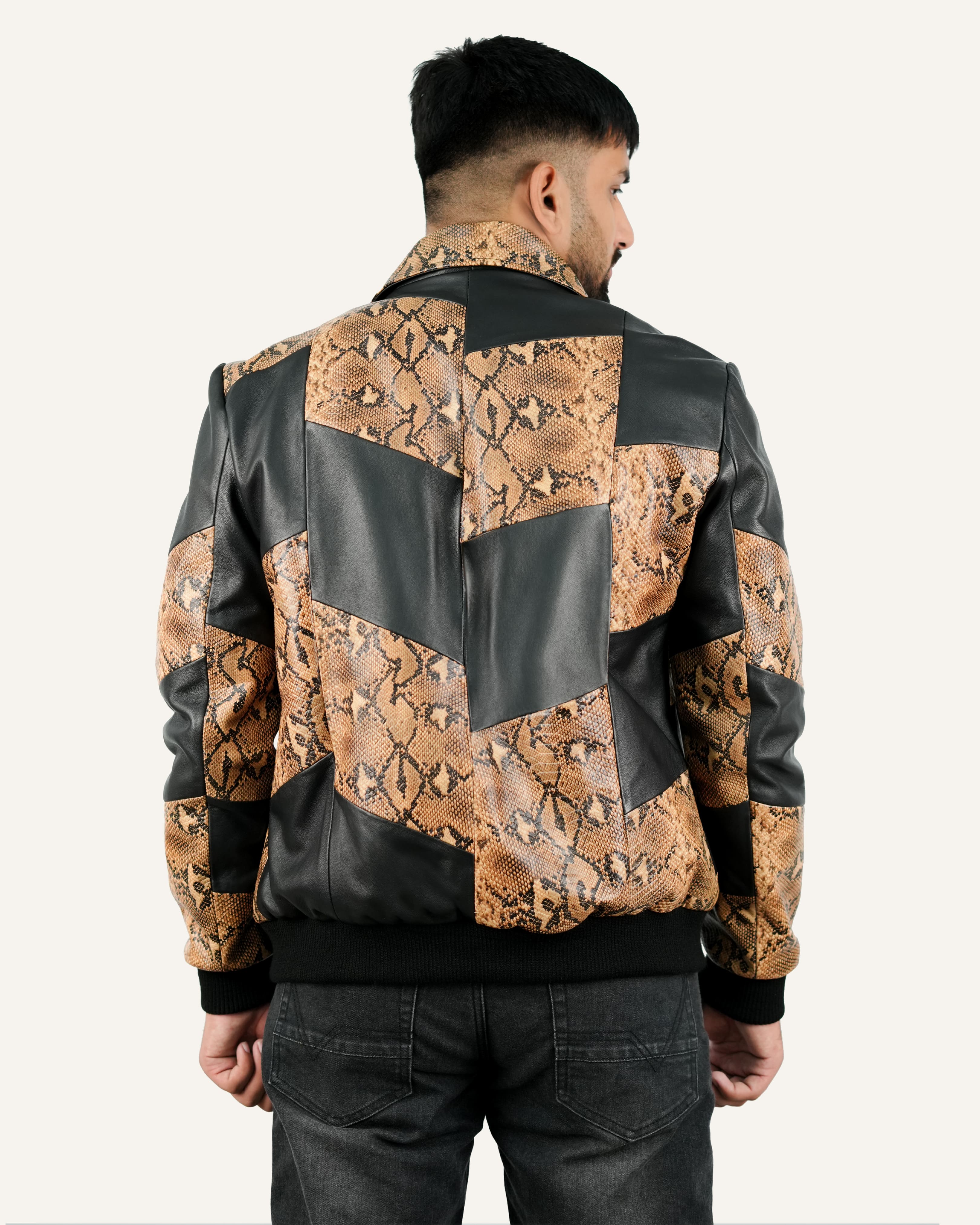 Lamb Snake Leather Jacket