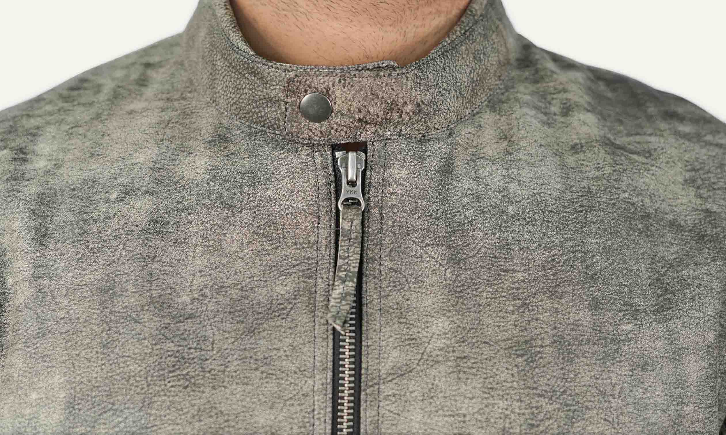 Cow Natural Antique Wash Leather Jacket – Men’s