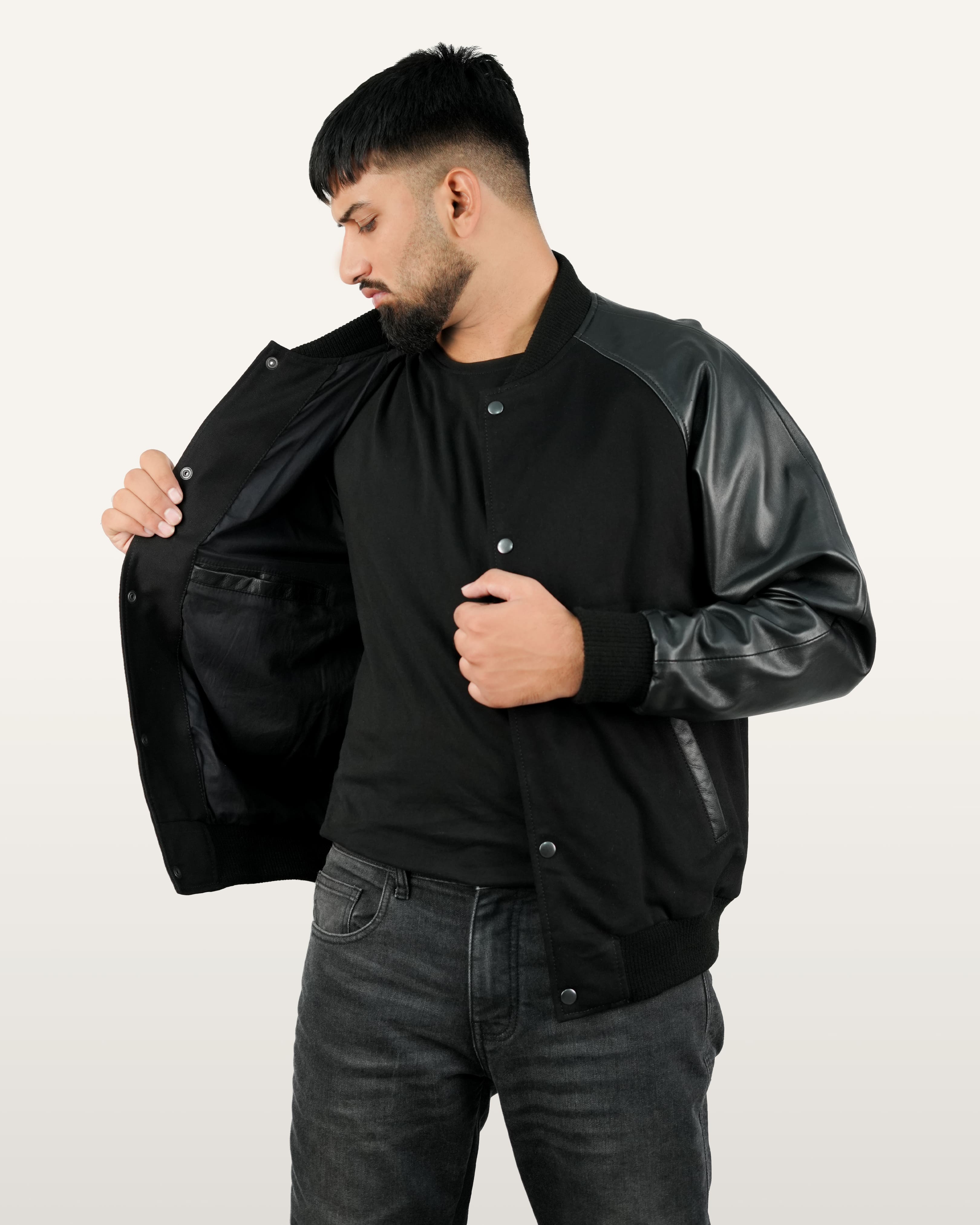 Recycled Denim Leather Jacket