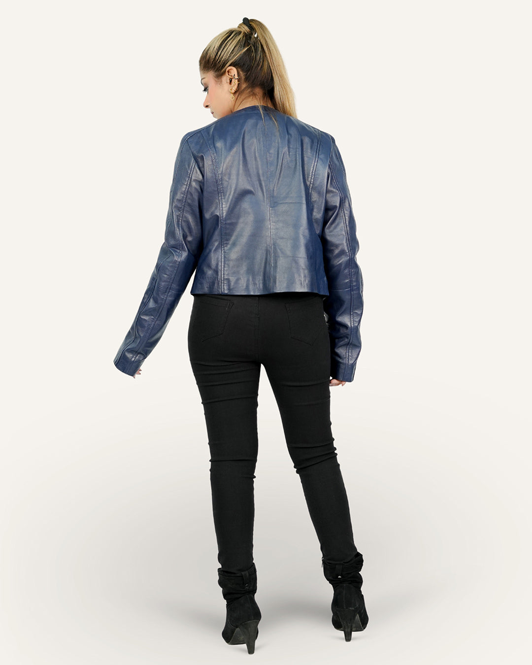 Blue Women Lamb Leather Jacket