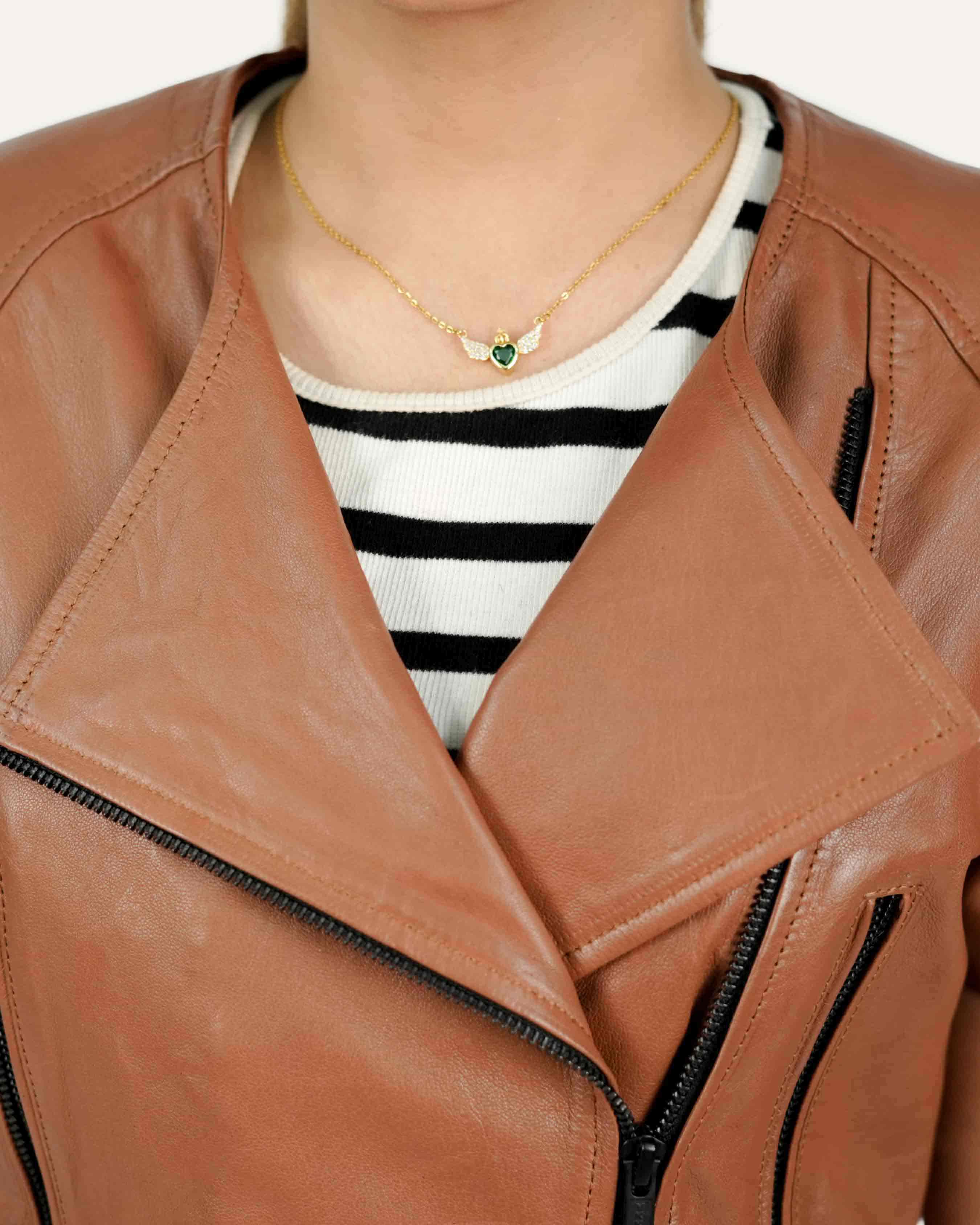 Brown Lamb Women Leather Shirt