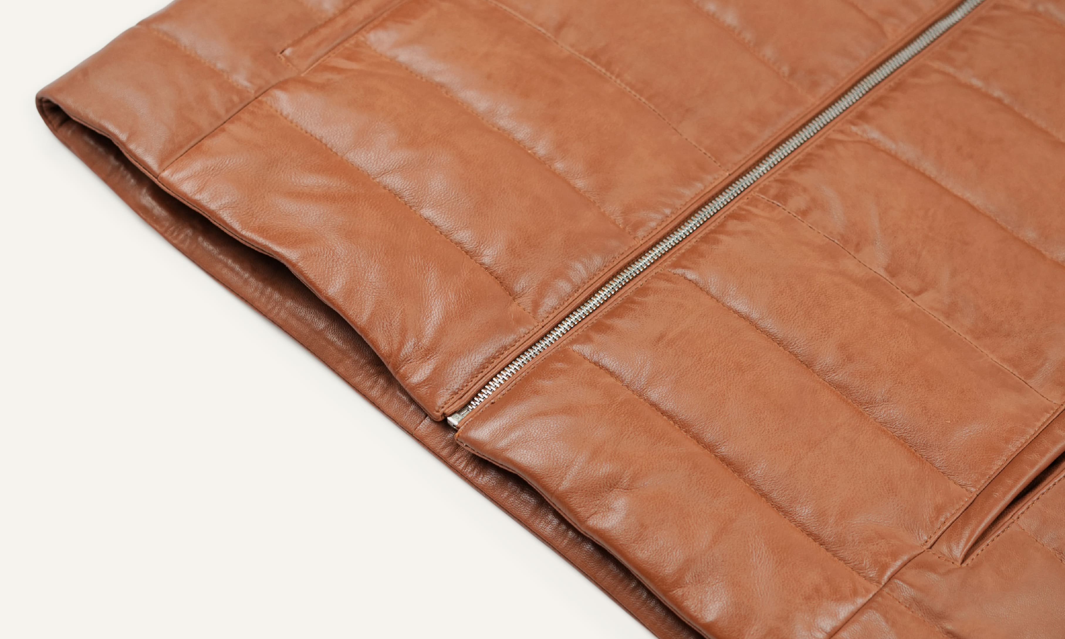 Cognac Brown Men Leather Waistcoat