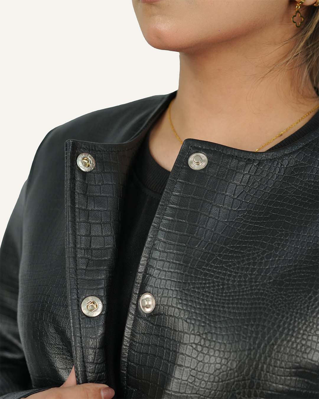 Crocodile Women Leather Jacket