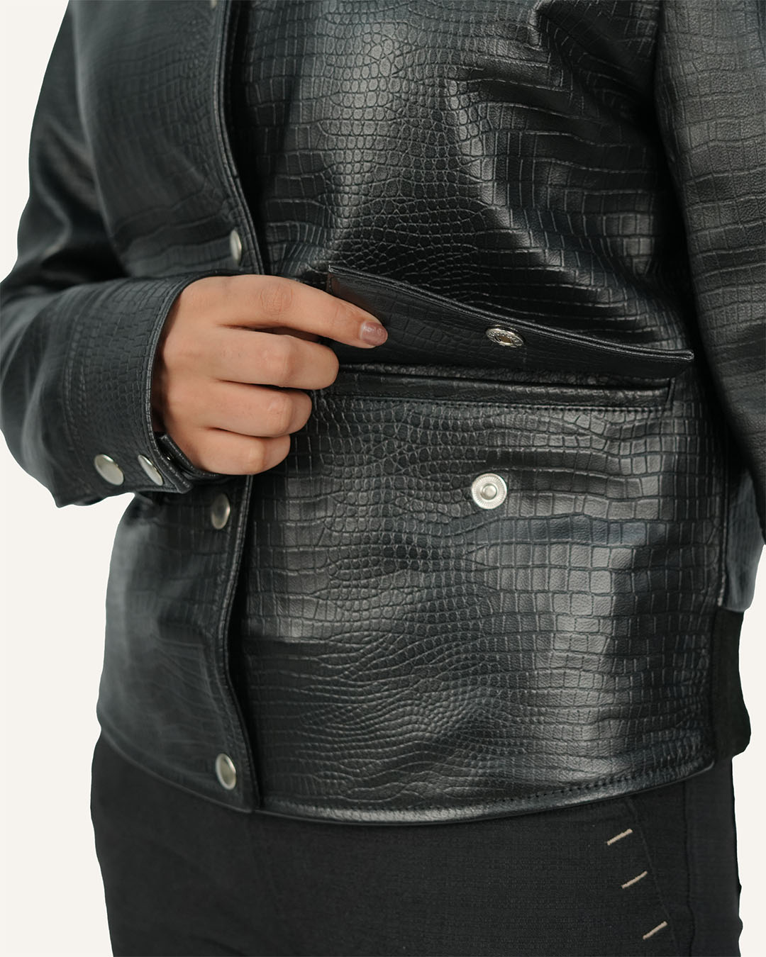 Crocodile Women Leather Jacket