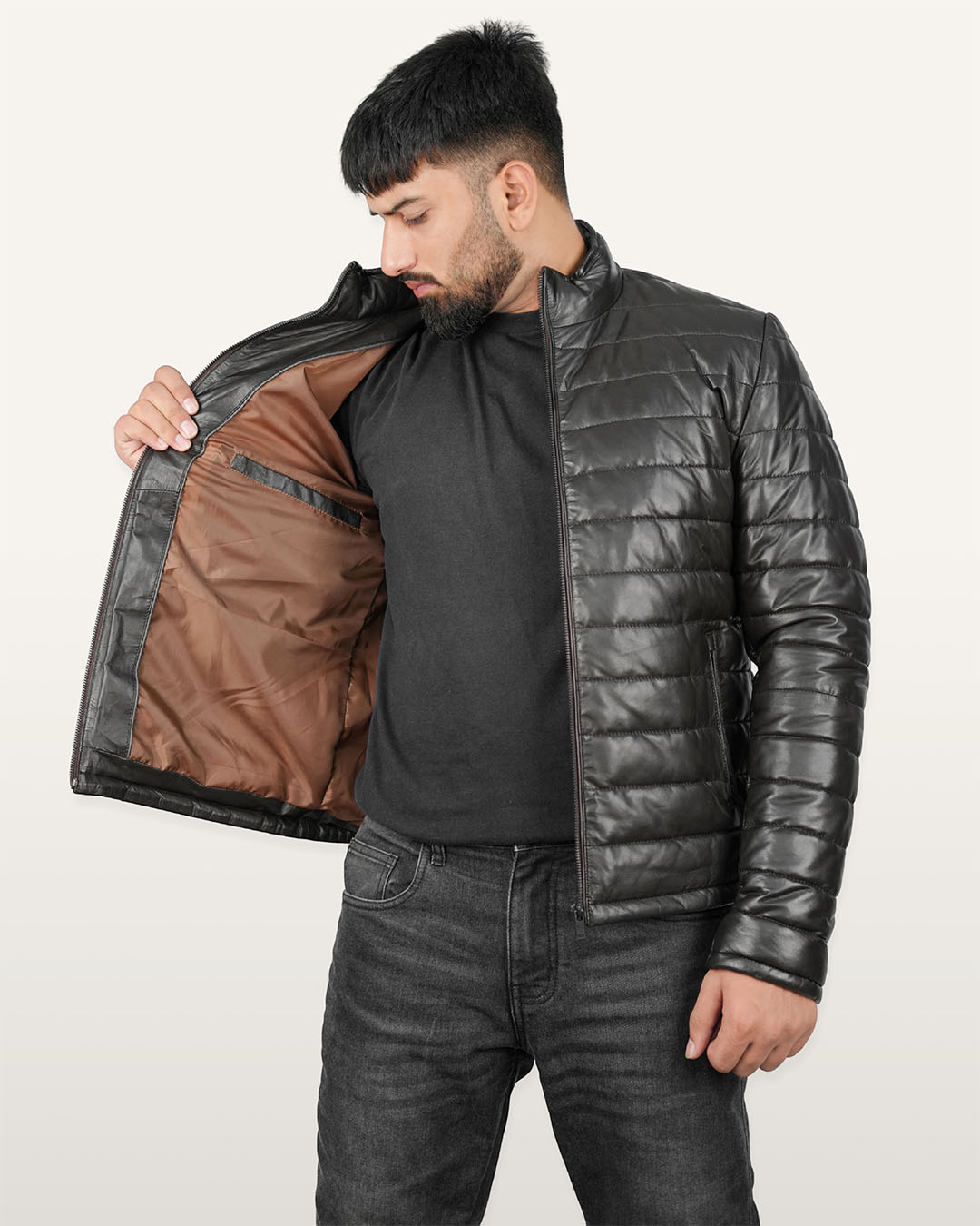 Dark Brown Lamb Leather Men Jacket