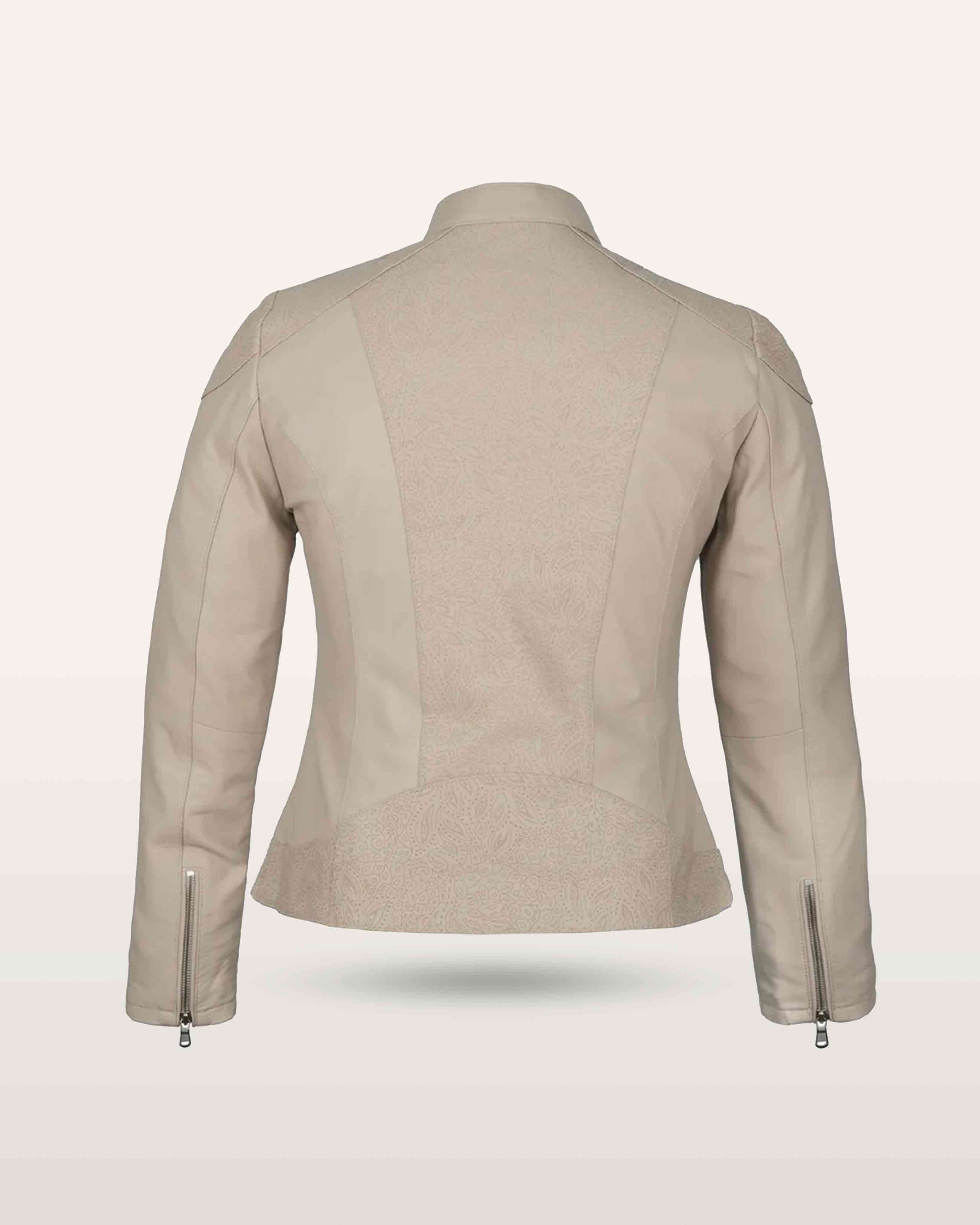 Engraved Lamb Leather Women Jacket