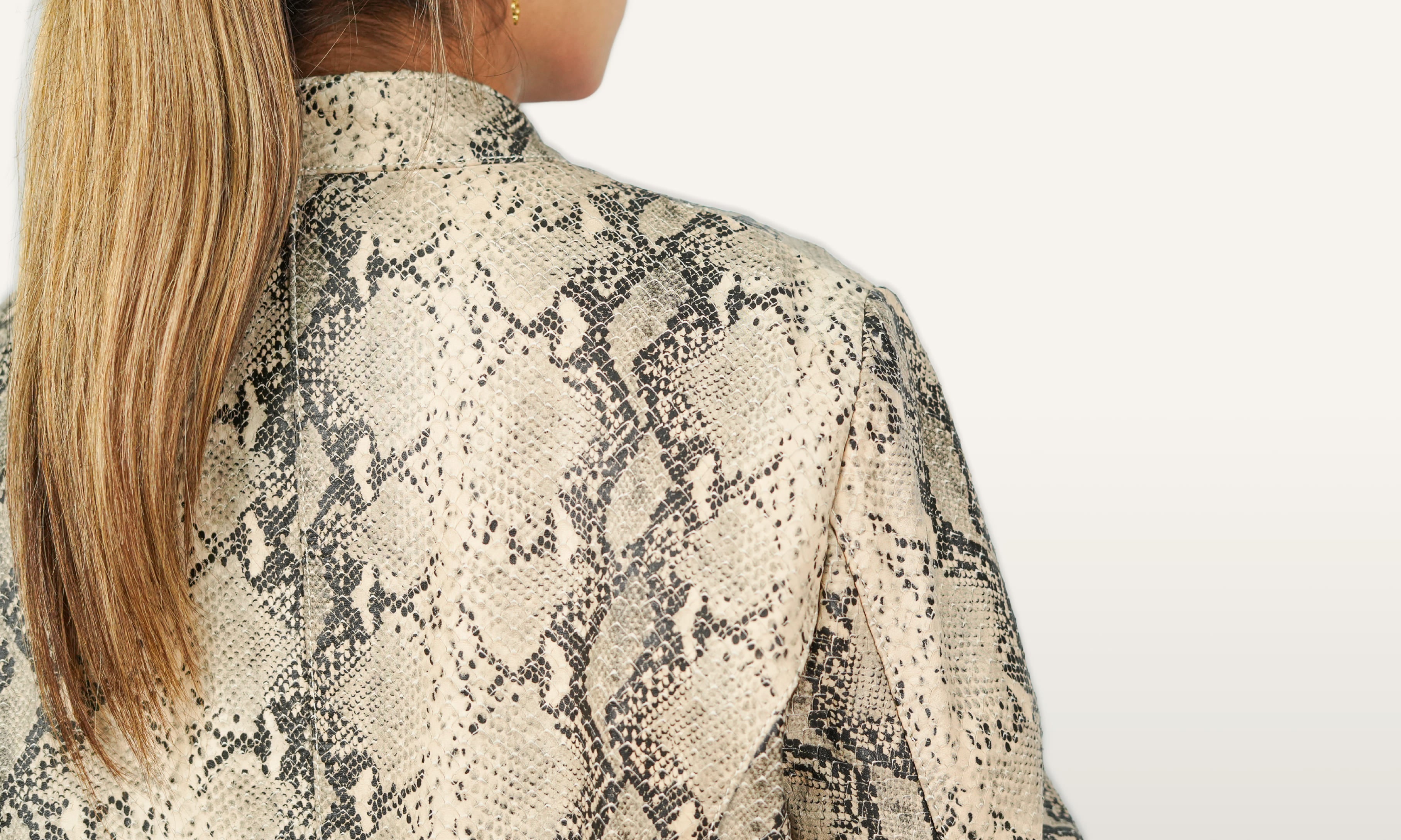 Snake Textured Leather Jacket