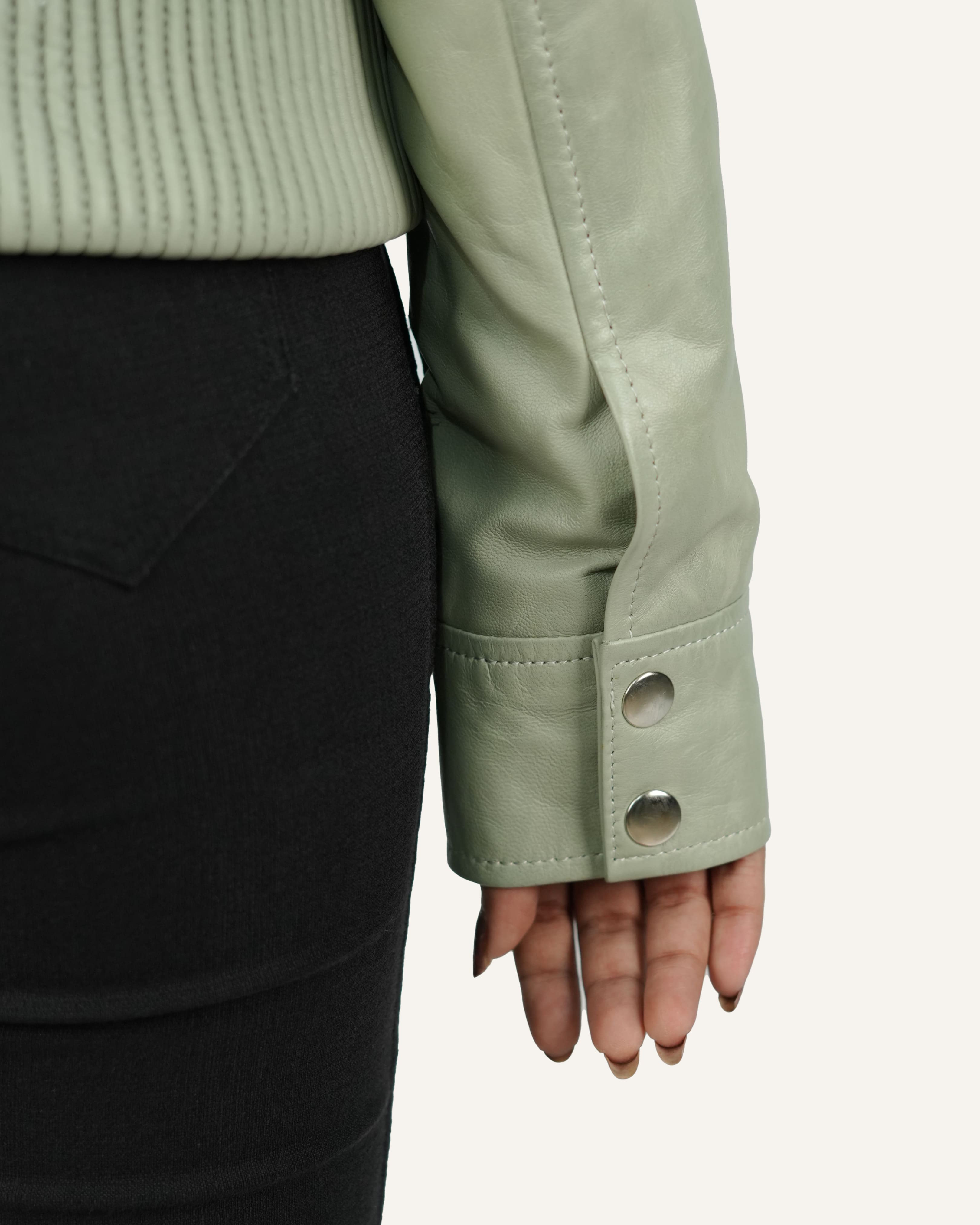 Women Green Lamb Leather Jacket