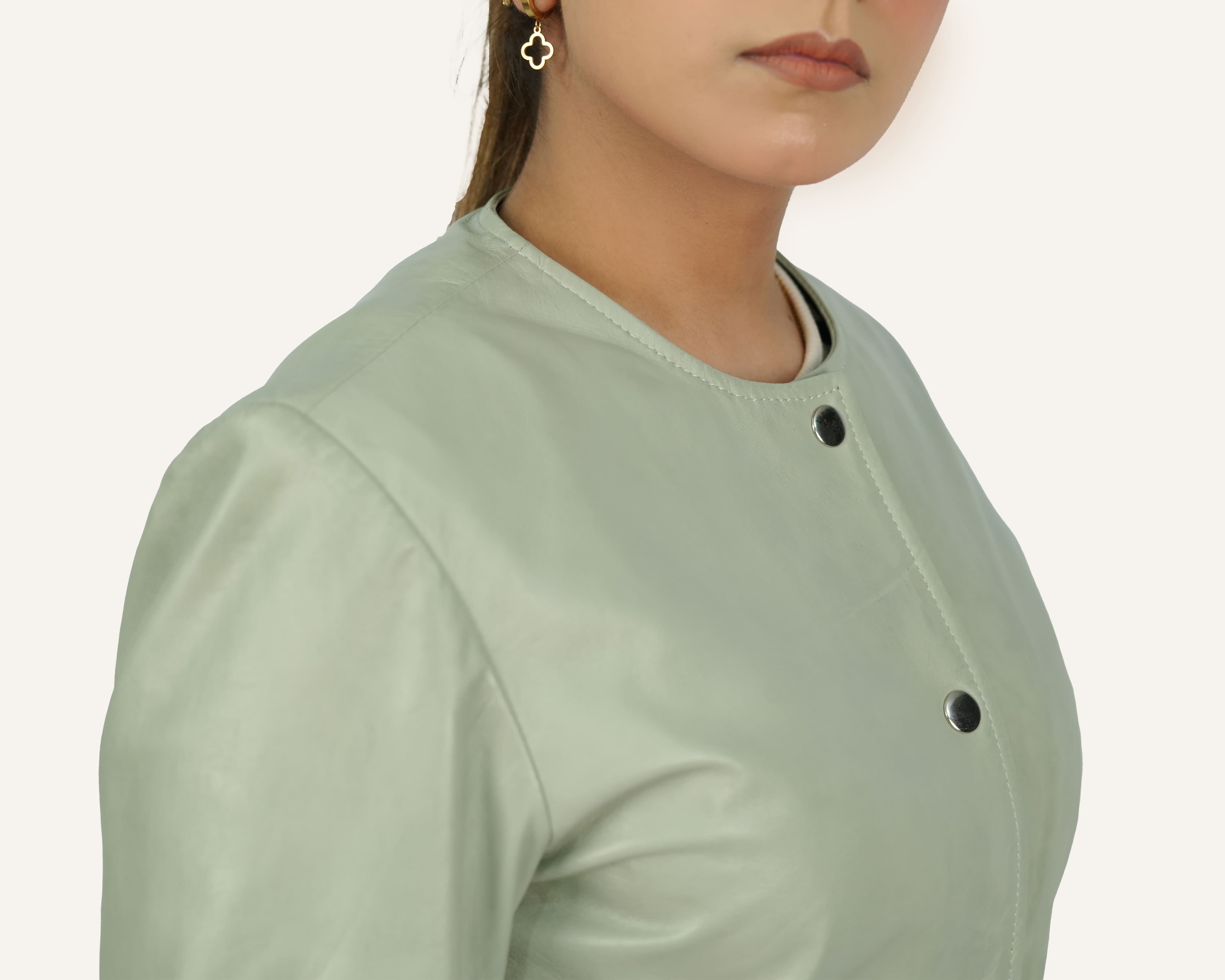 Women Green Lamb Leather Jacket