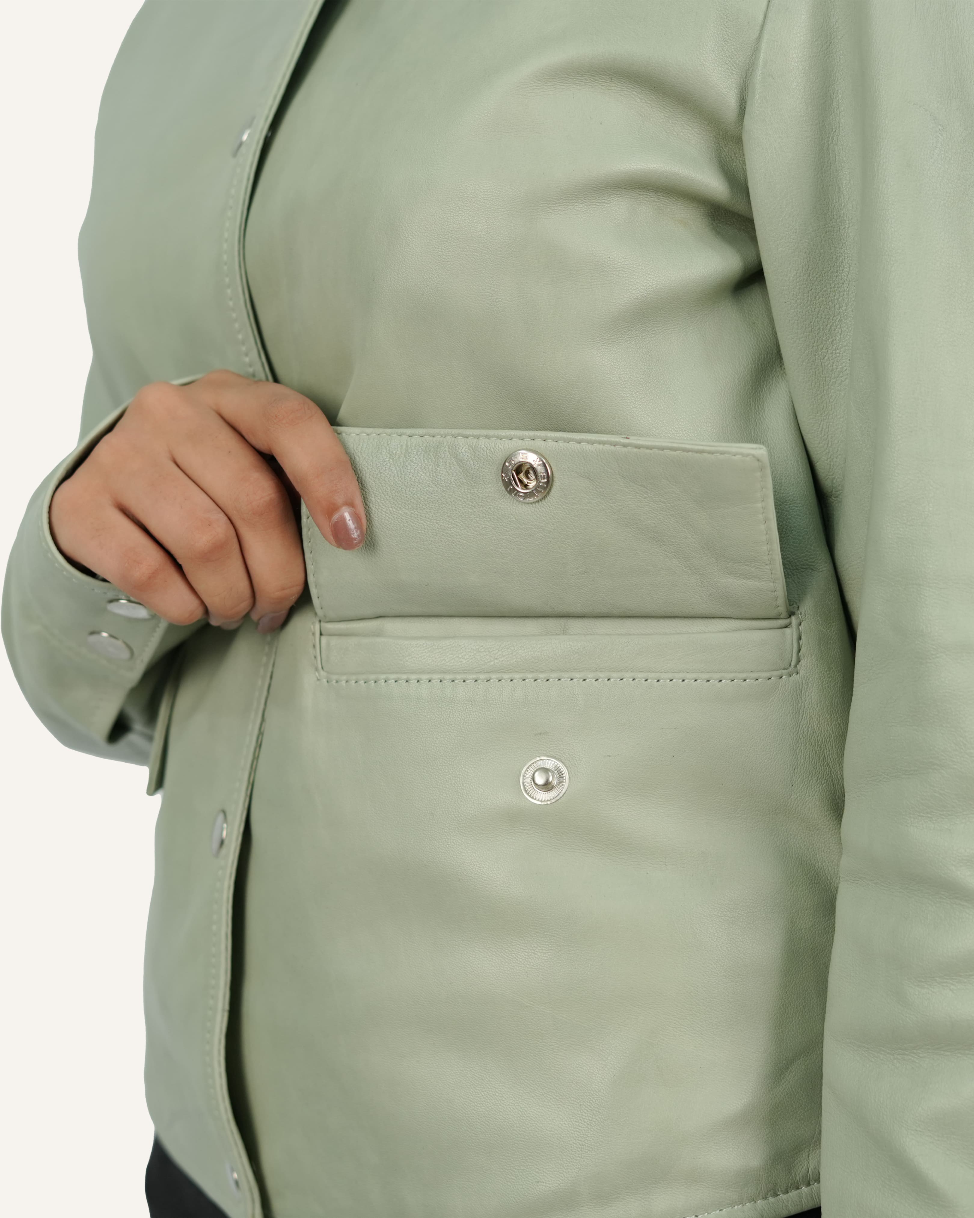 Women Green Lamb Leather Jacket