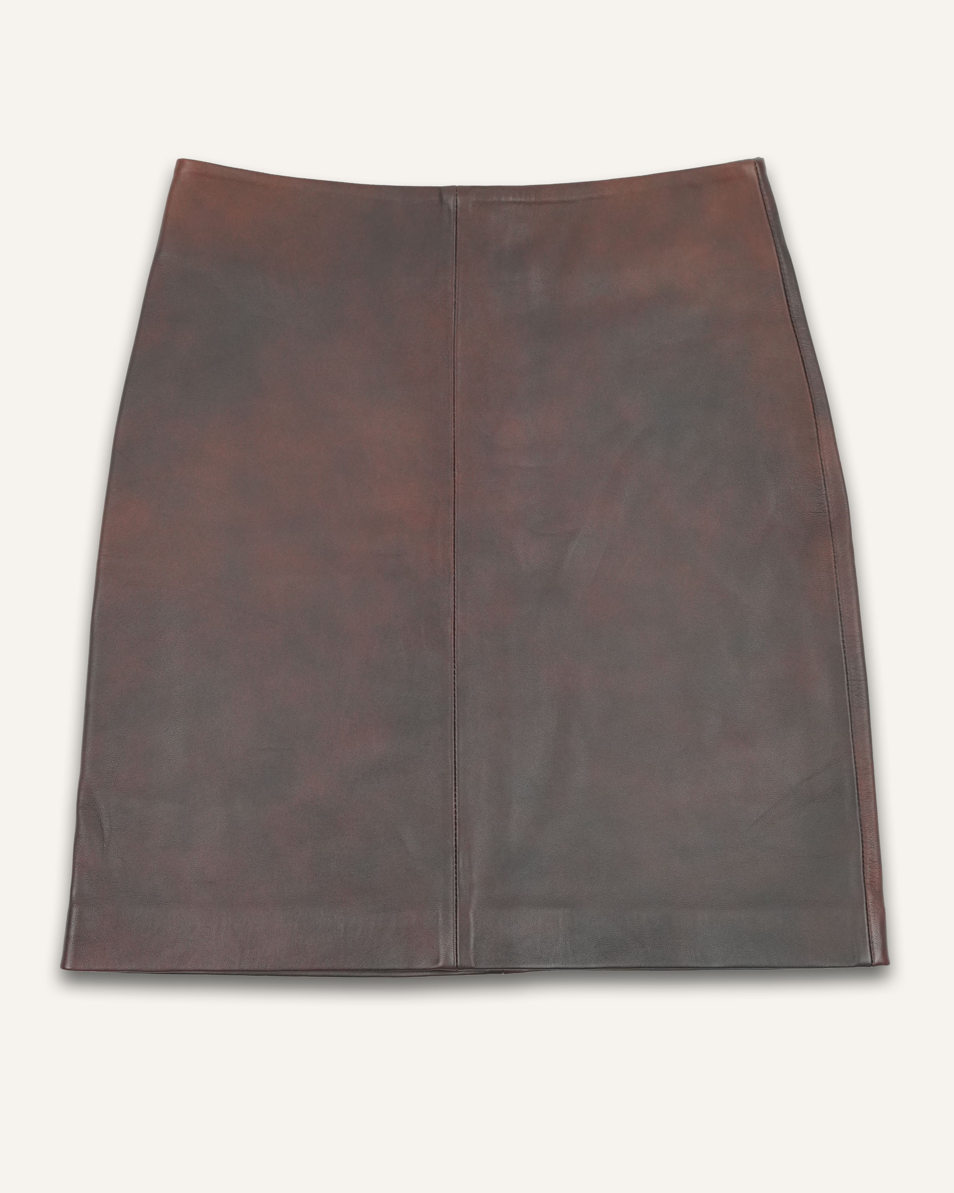 Cloudy Brown Leather Skirt