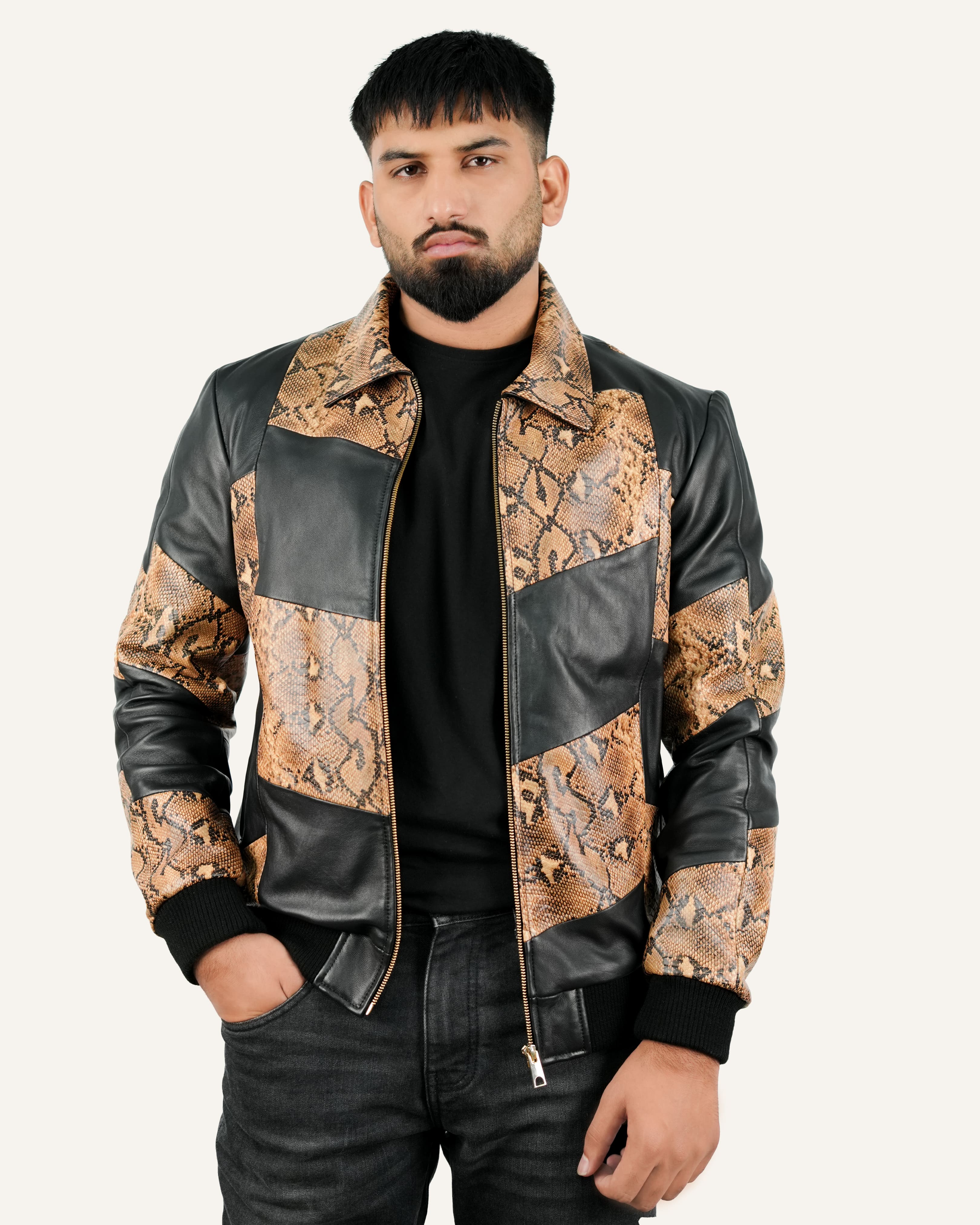 Lamb Snake Leather Jacket