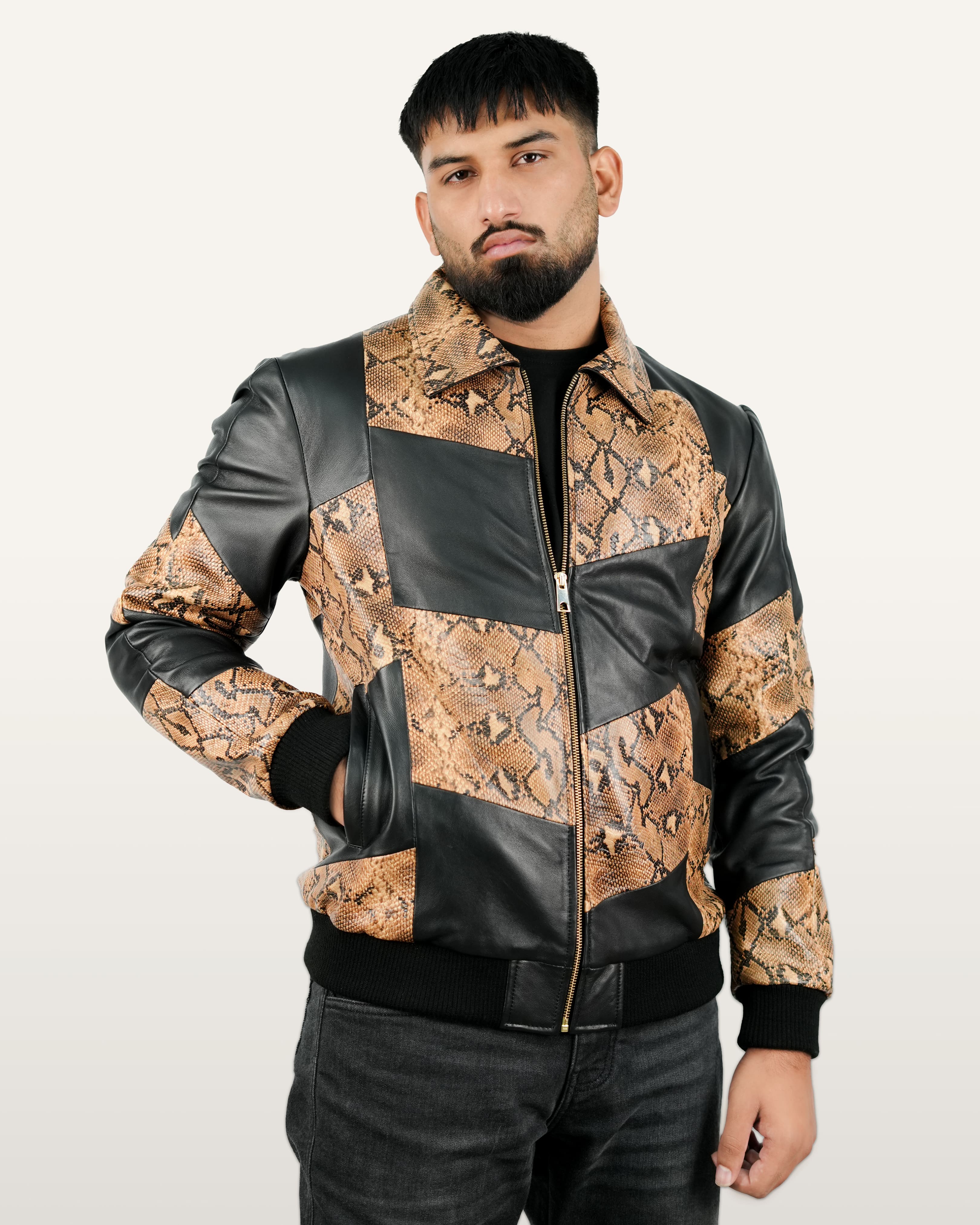Lamb Snake Leather Jacket