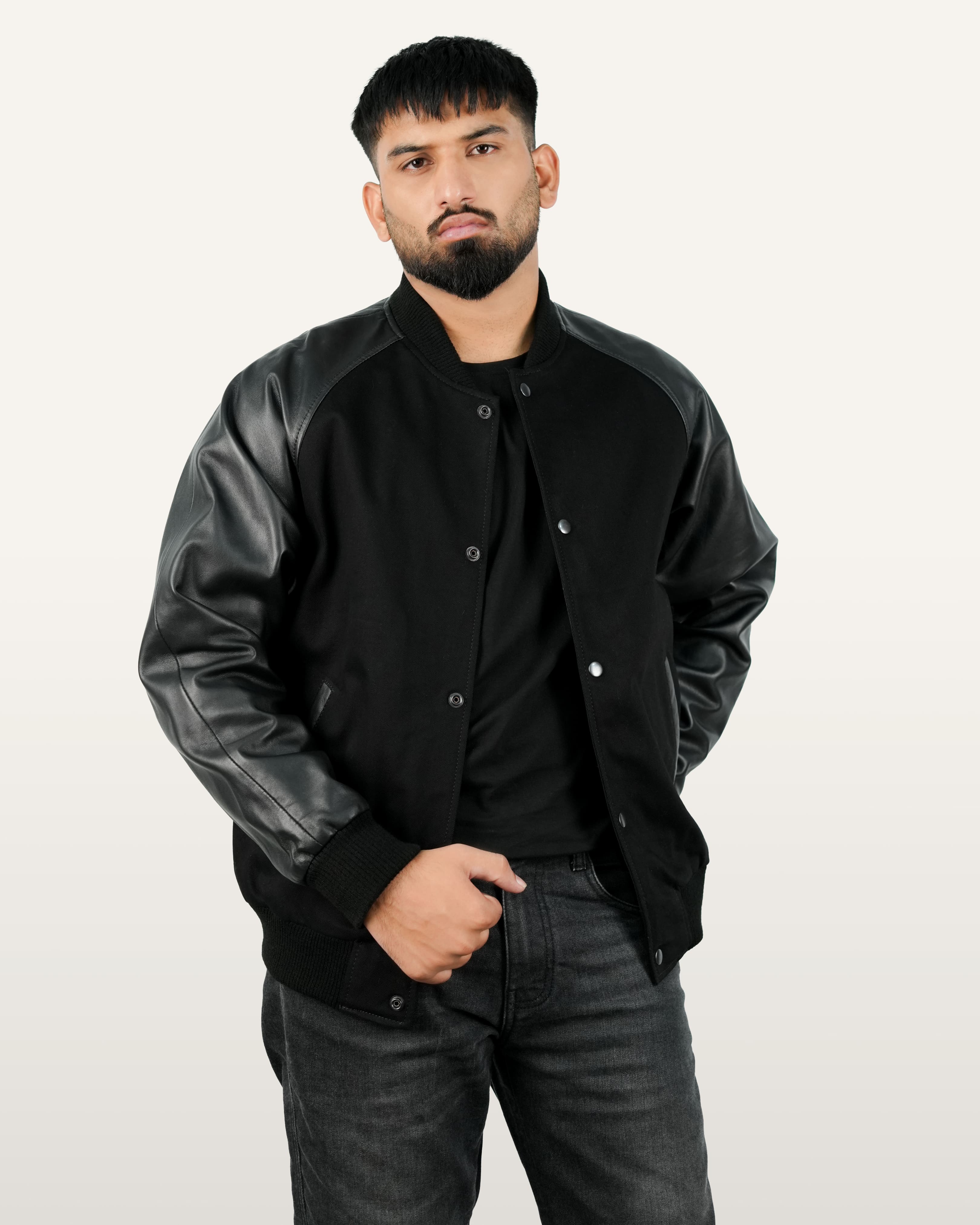 Recycled Denim Leather Jacket