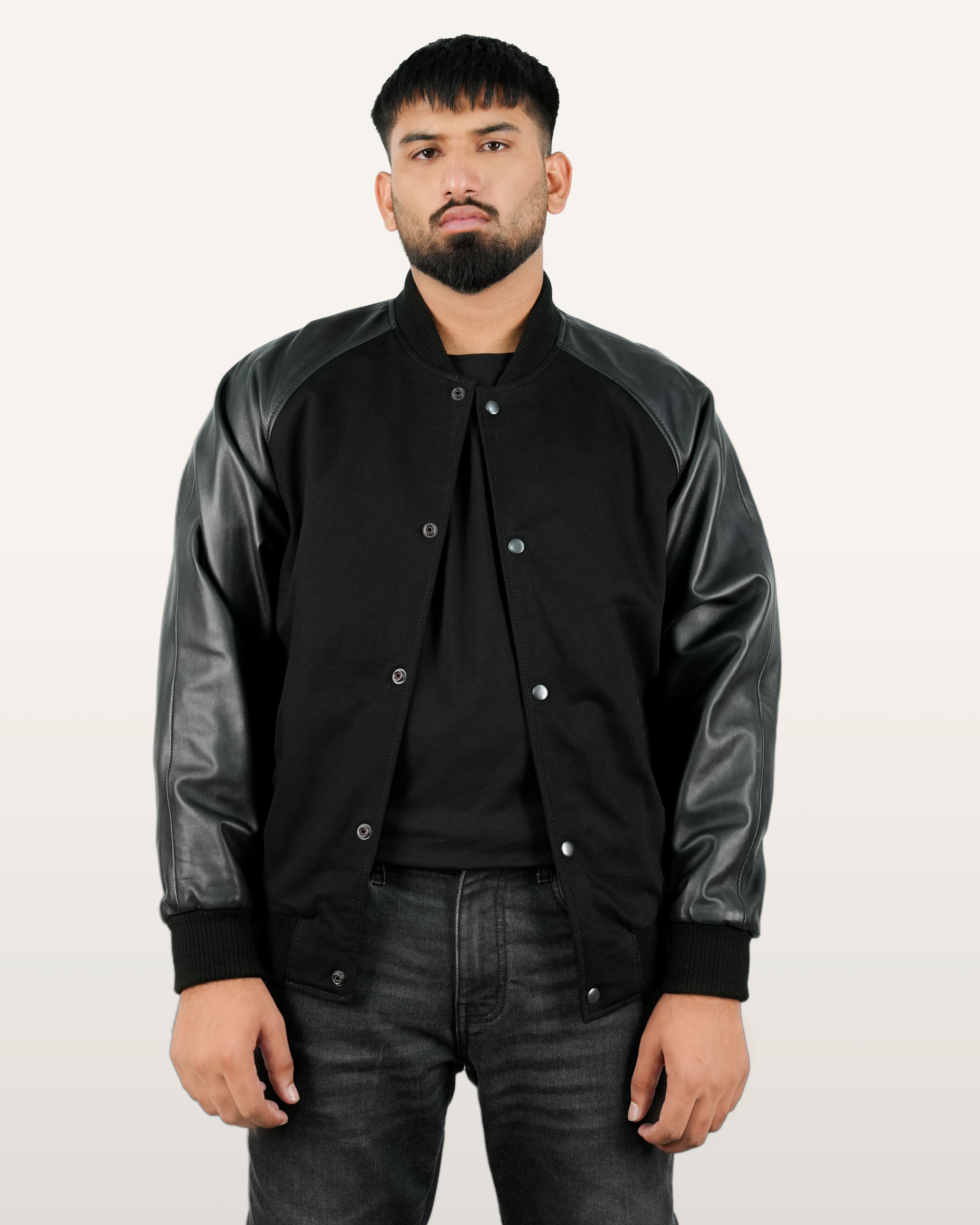 Recycled Denim Leather Jacket