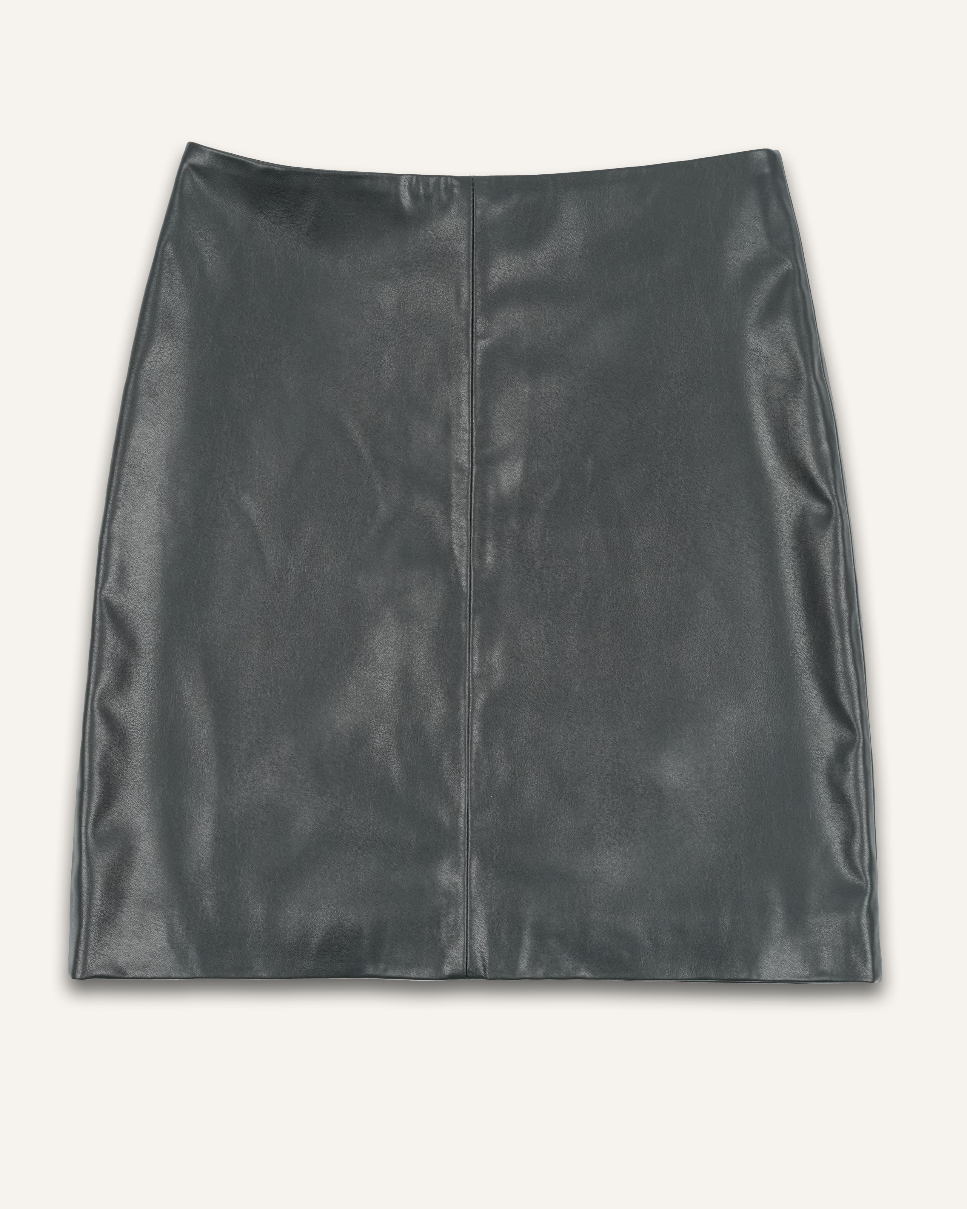 Black Cloudy Lamb Leather Skirt