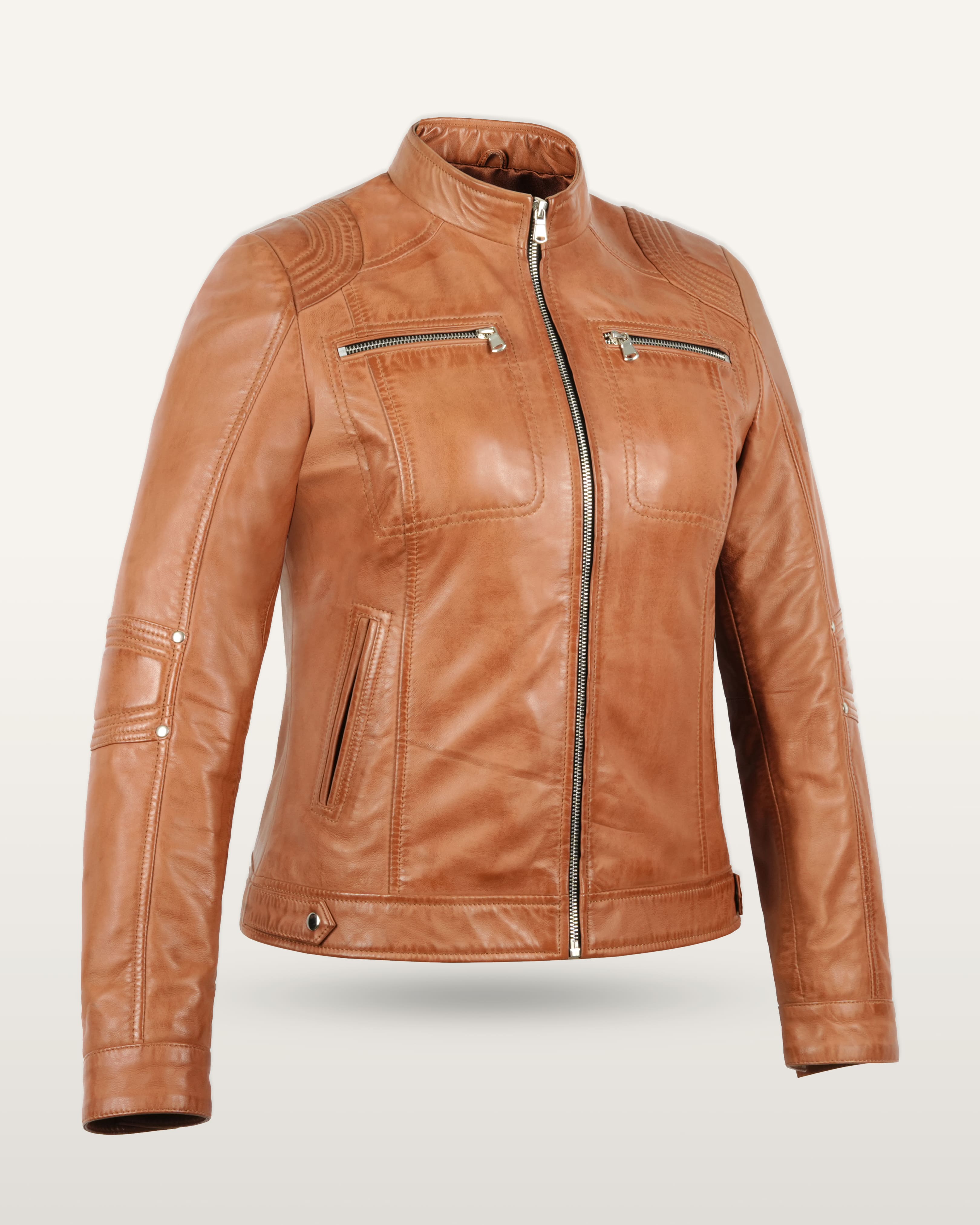 Brown Women Lamb Leather Jacket