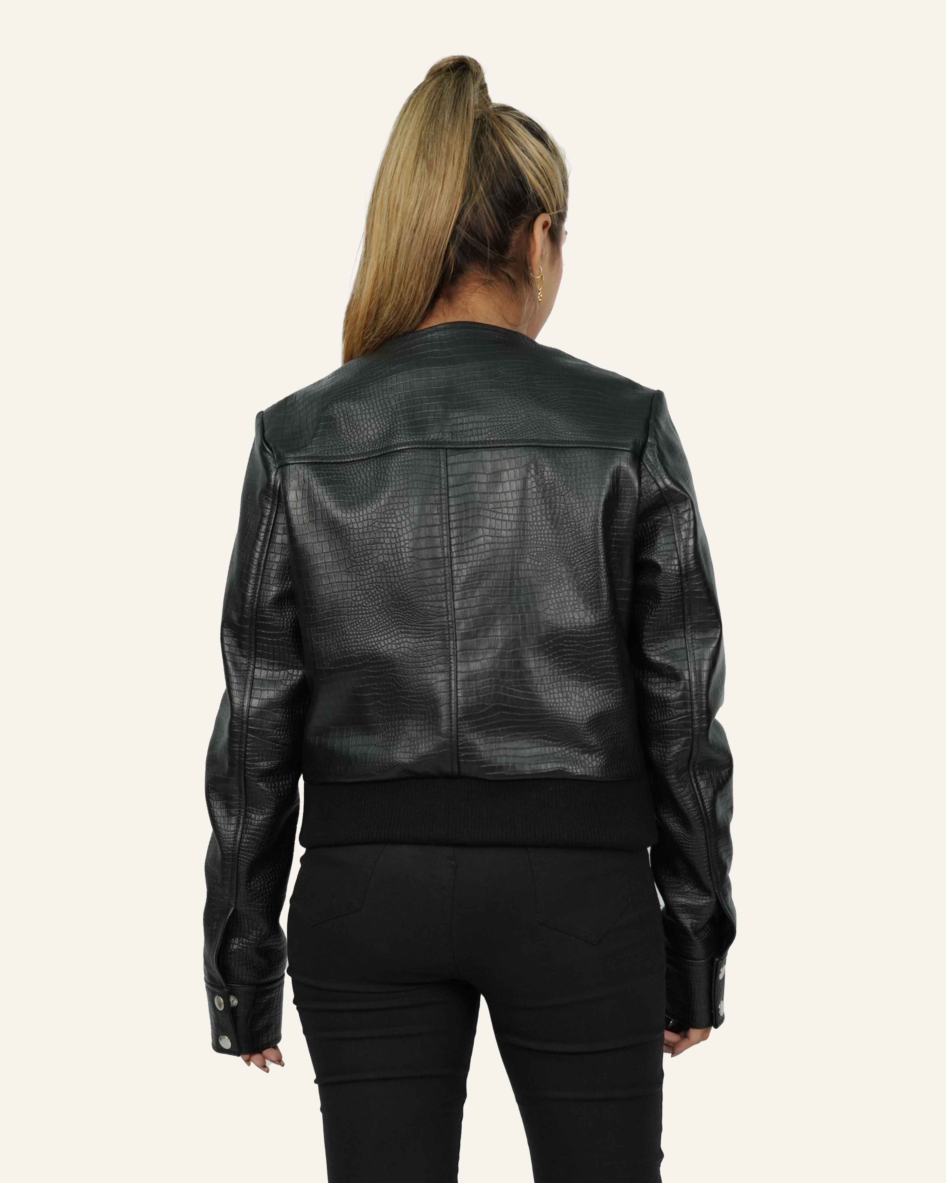 Crocodile Women Leather Jacket