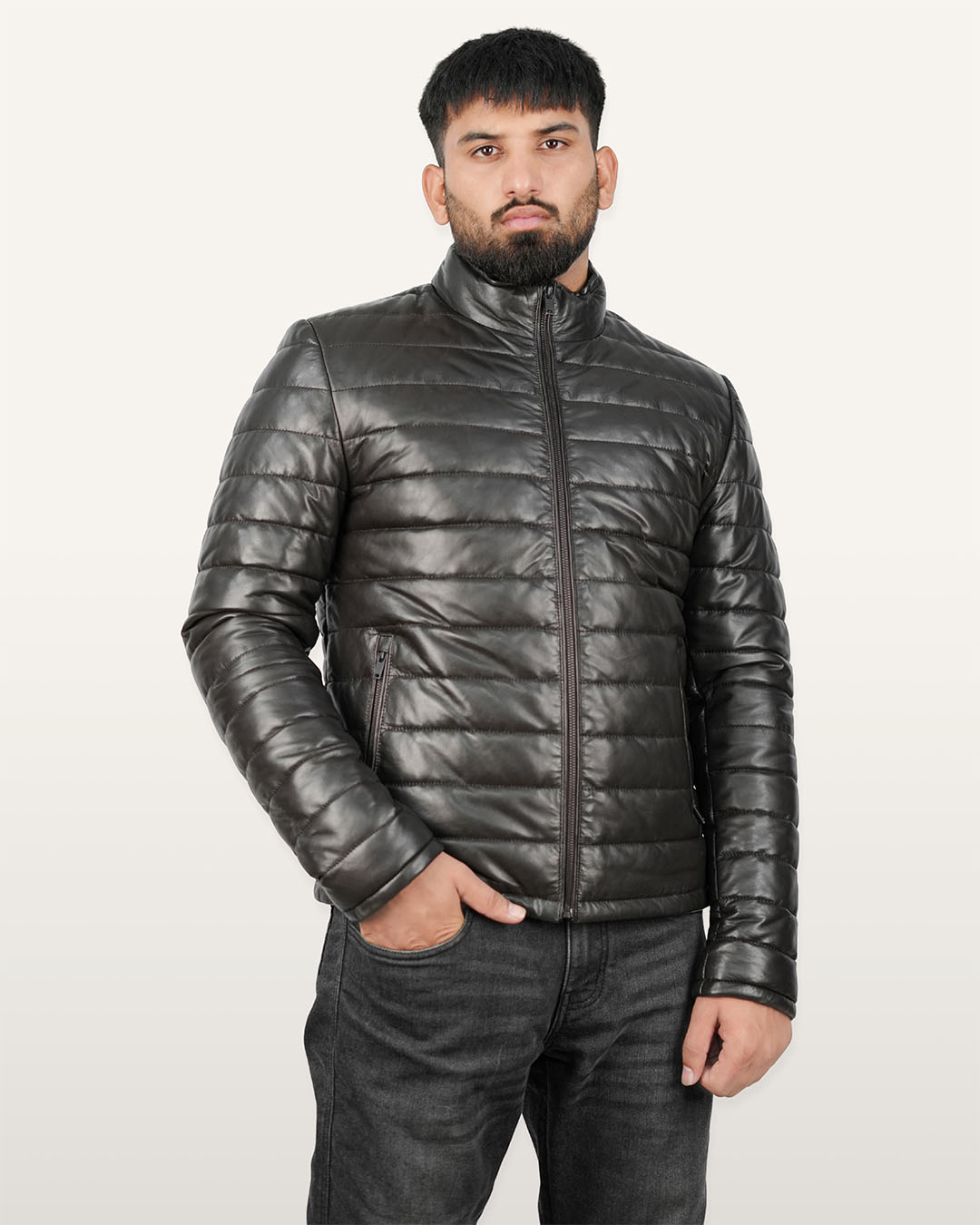 Dark Brown Lamb Leather Men Jacket
