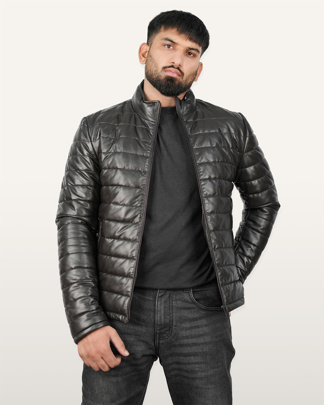 Dark Brown Lamb Leather Men Jacket