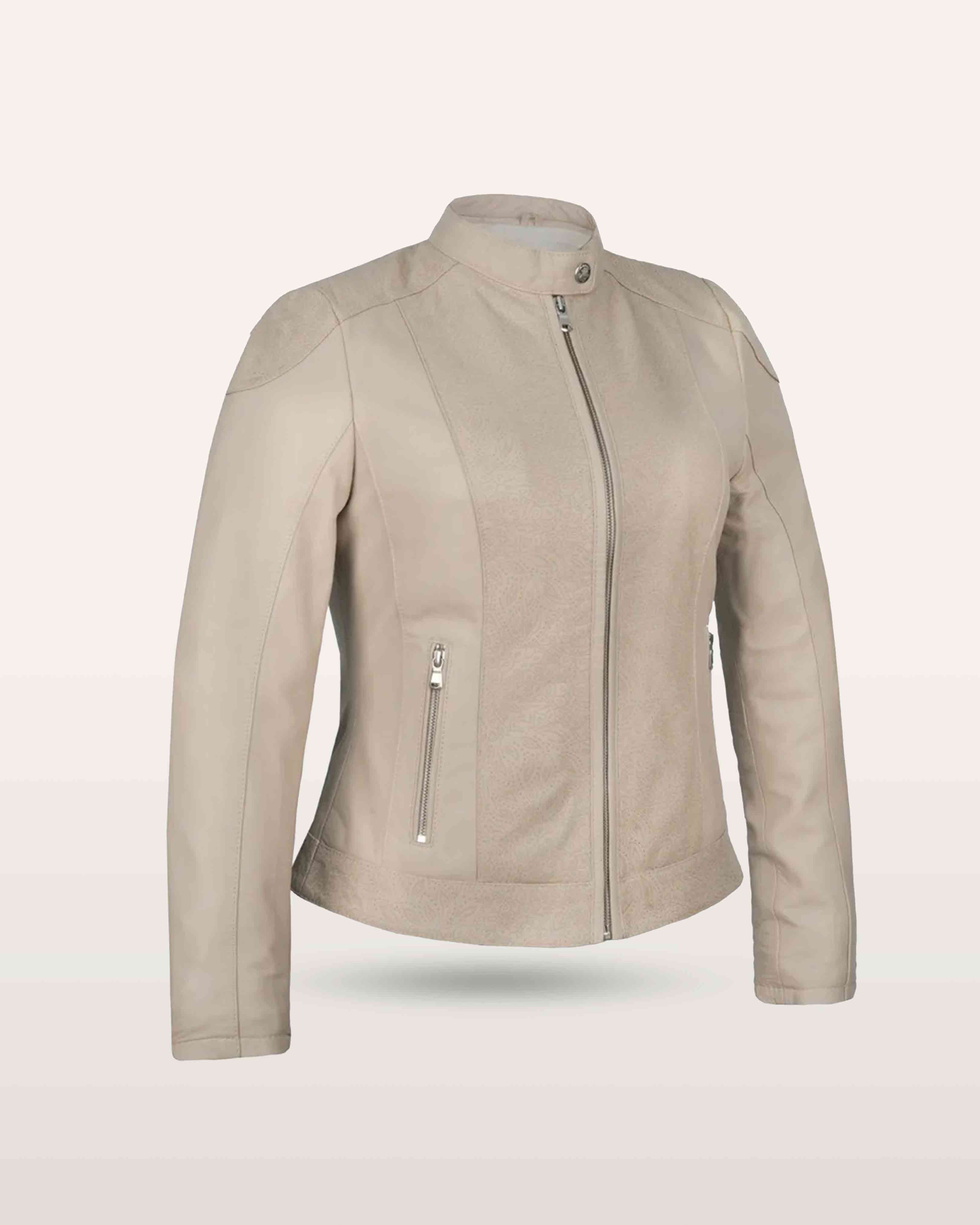 Engraved Lamb Leather Women Jacket
