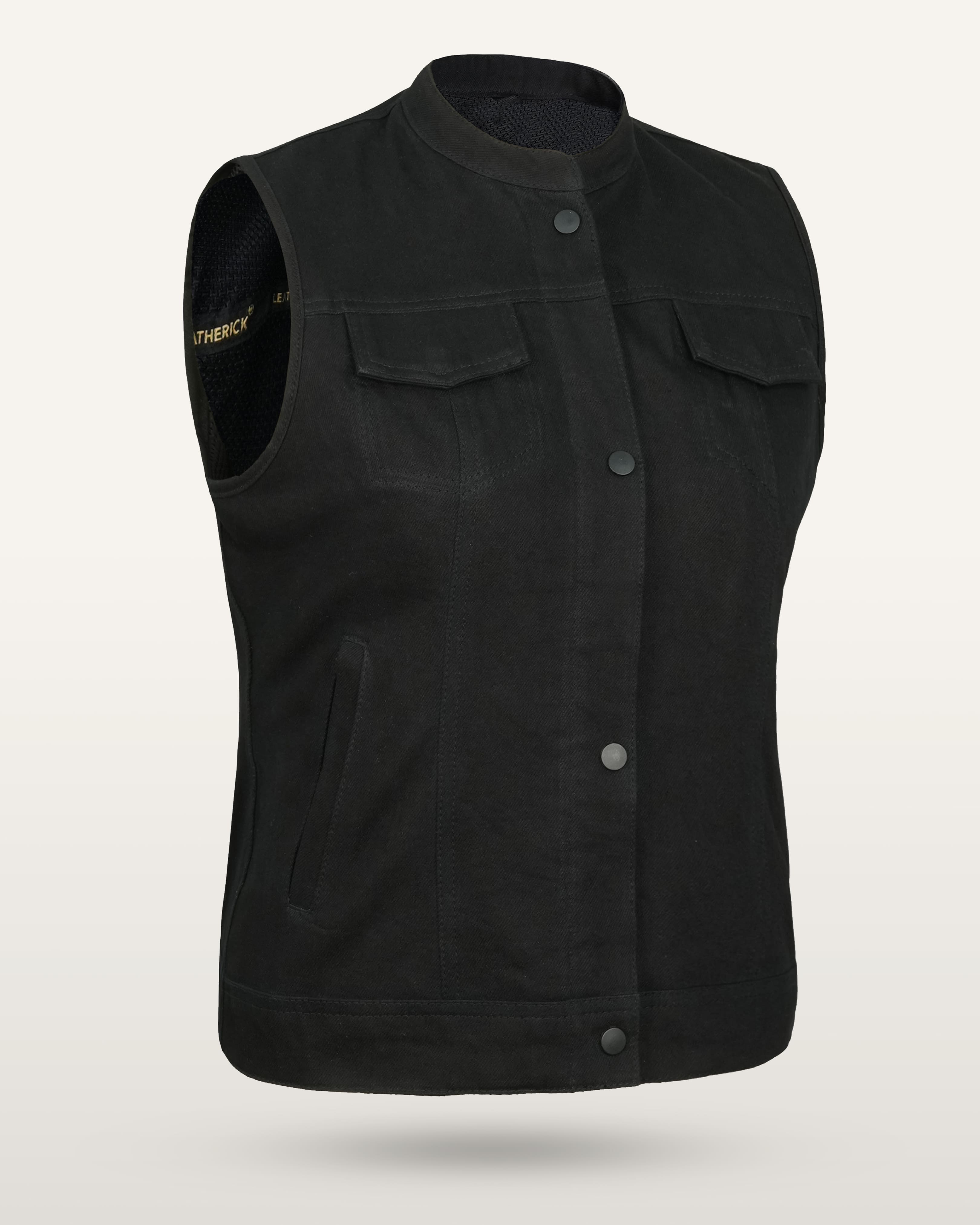 Ladies Black Denim Waistcoat