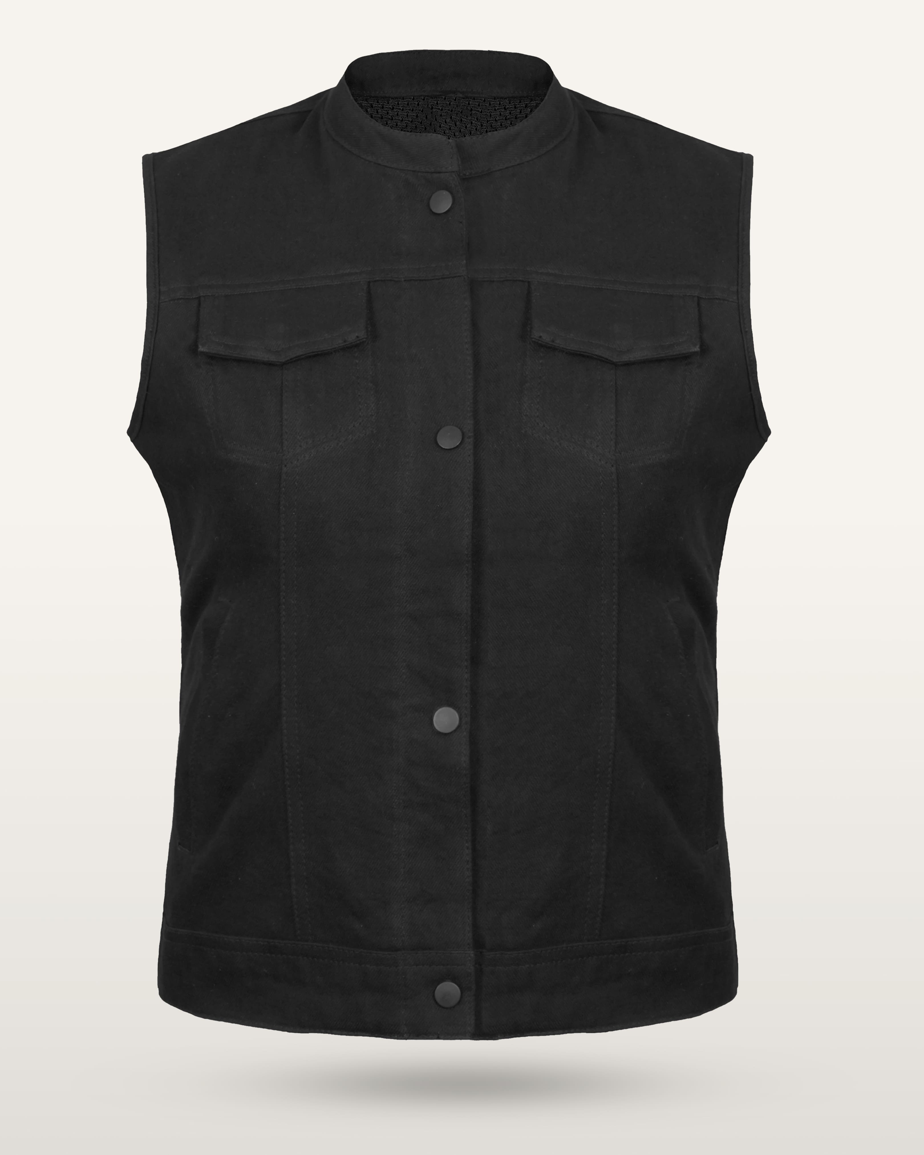 Ladies Black Denim Waistcoat