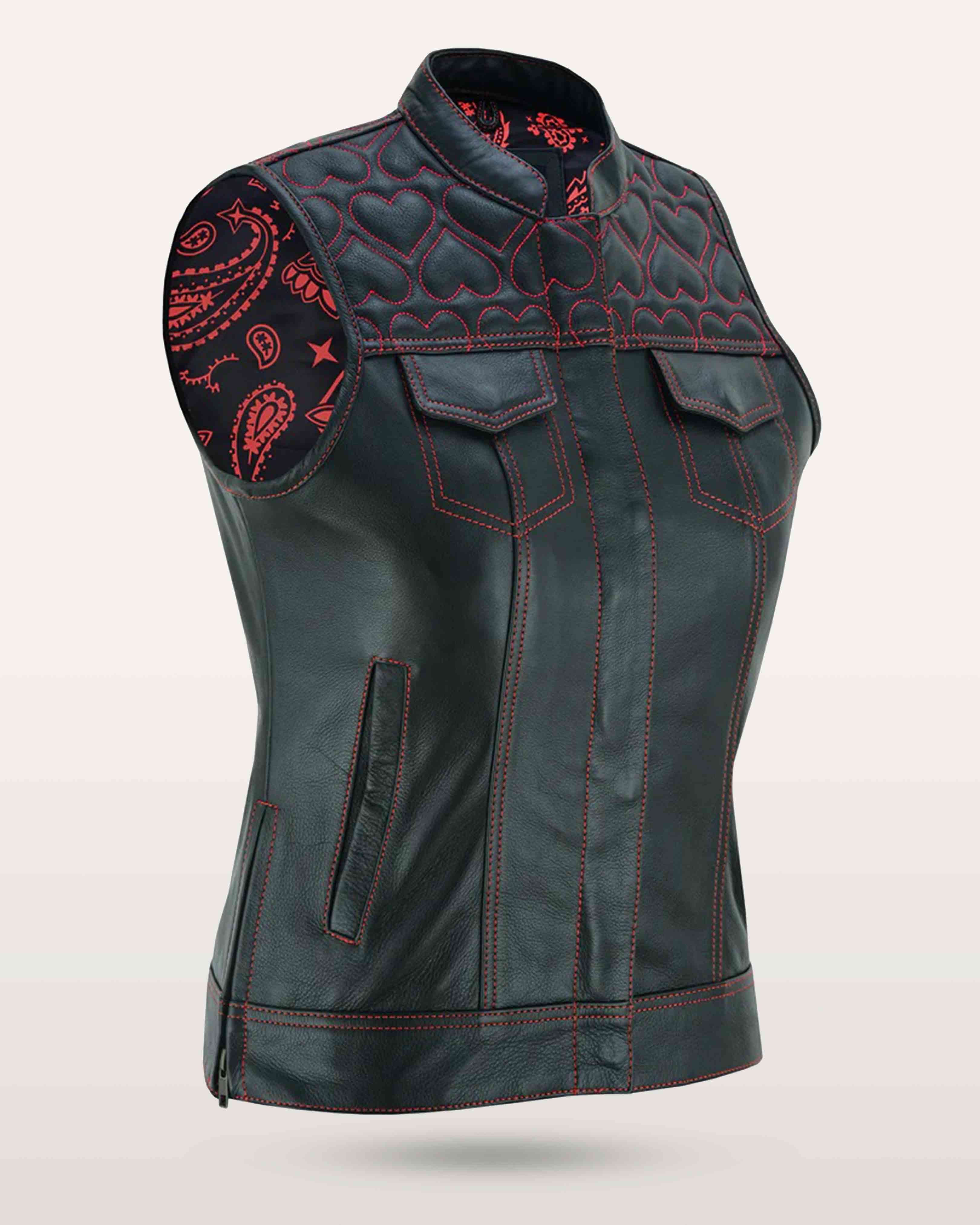 Ladies Red Heart Waistcoat