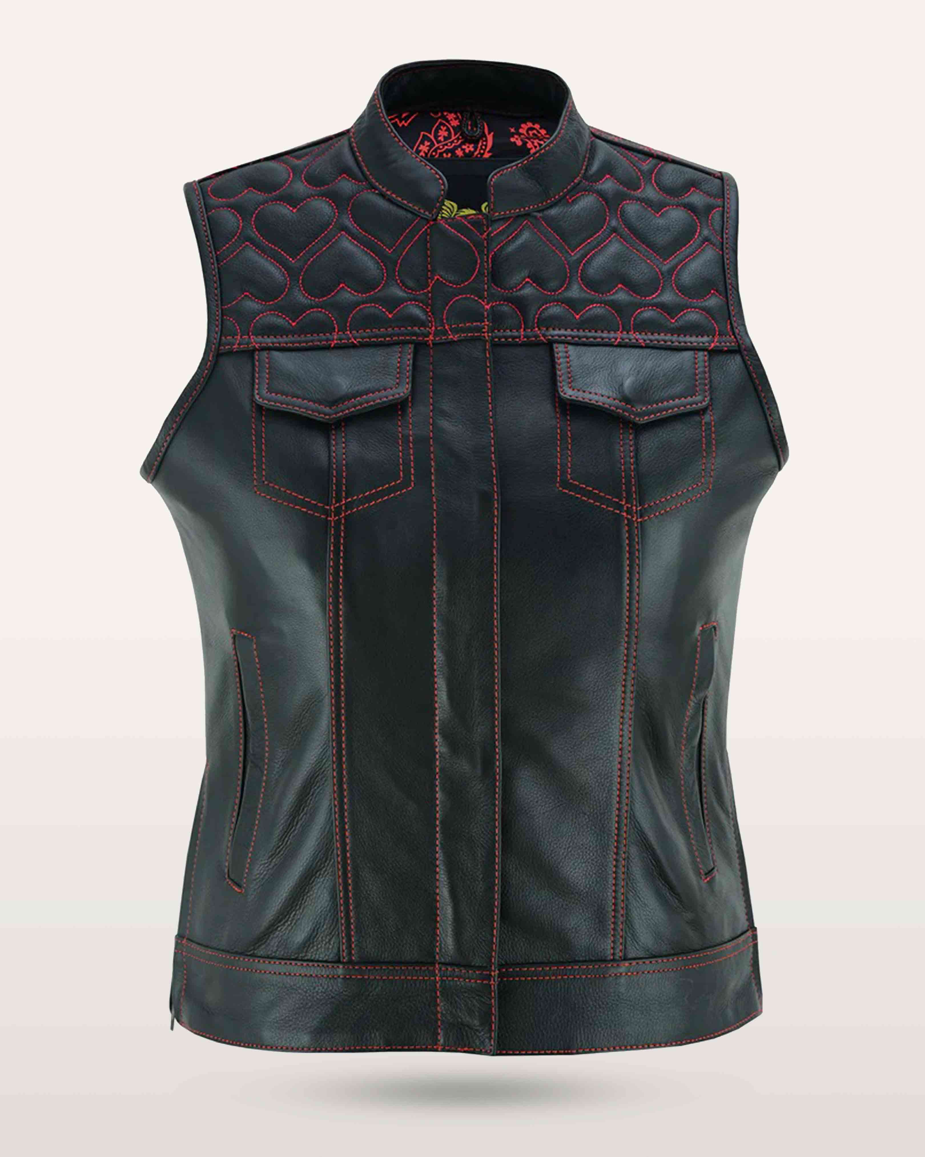 Ladies Red Heart Waistcoat