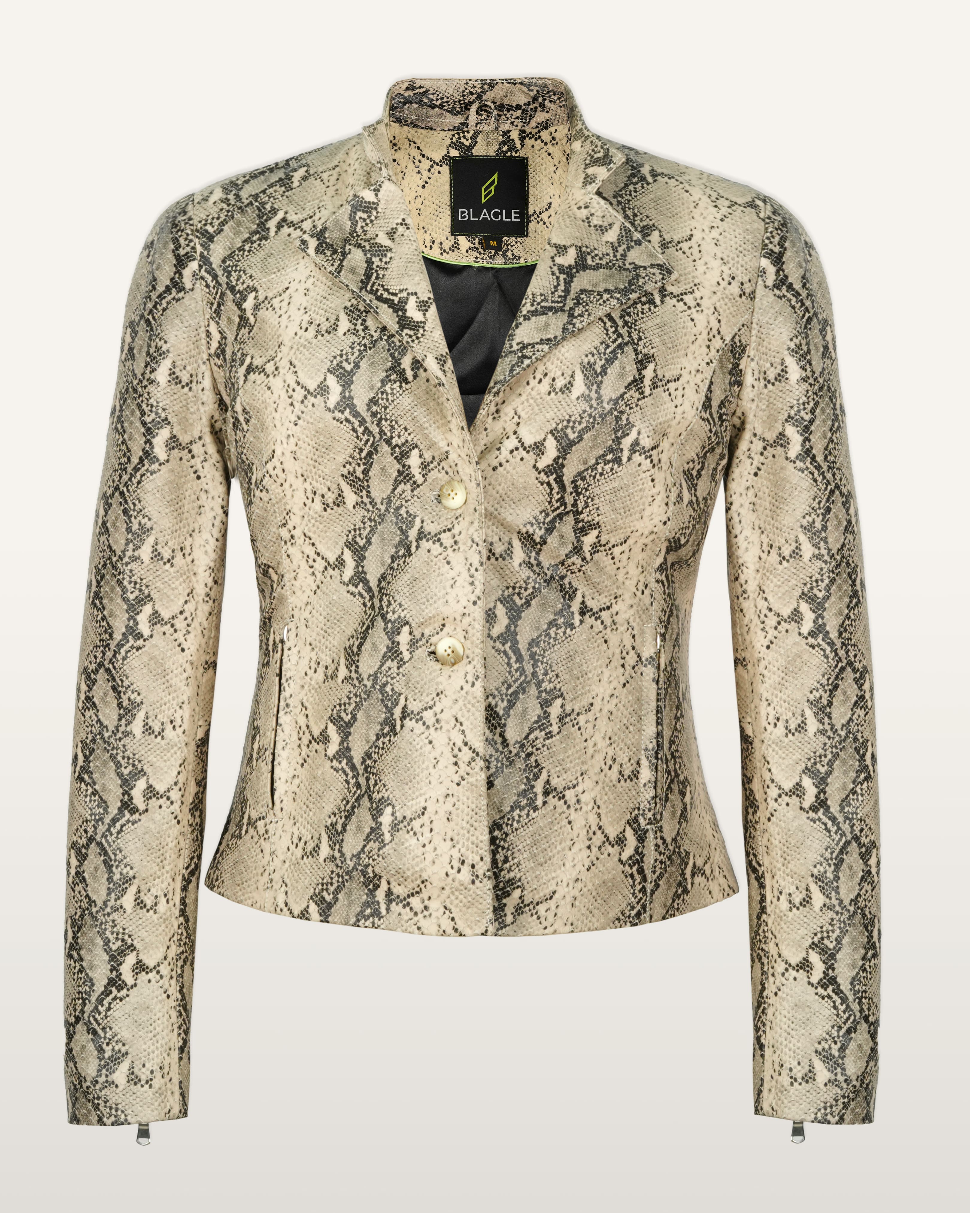 Snake Textured Leather Jacket