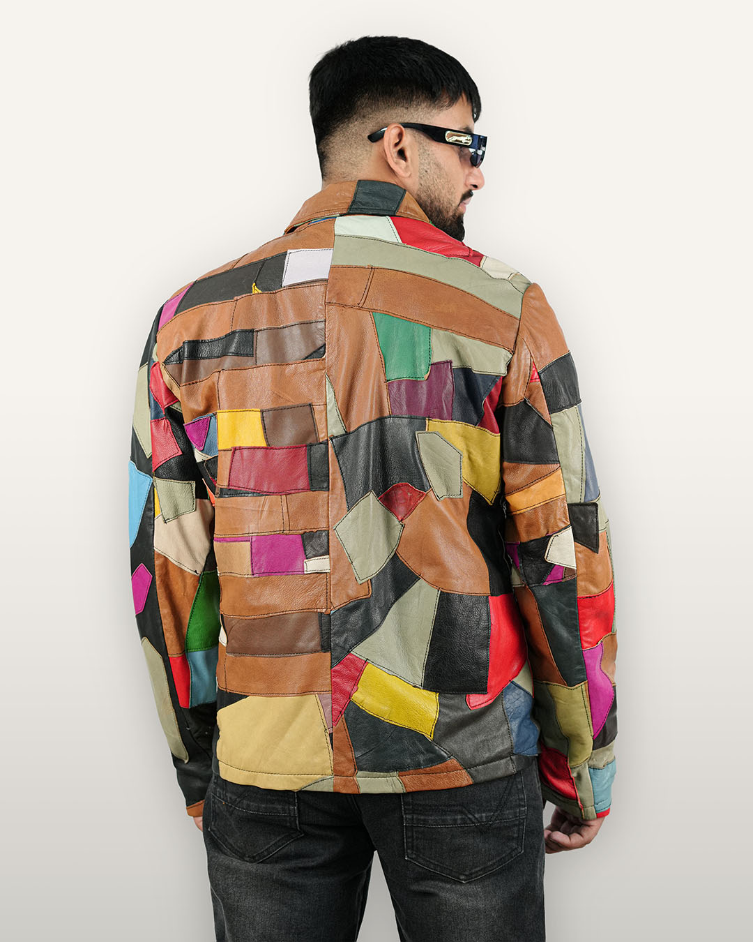 Upcycled Leather Patch Jacket