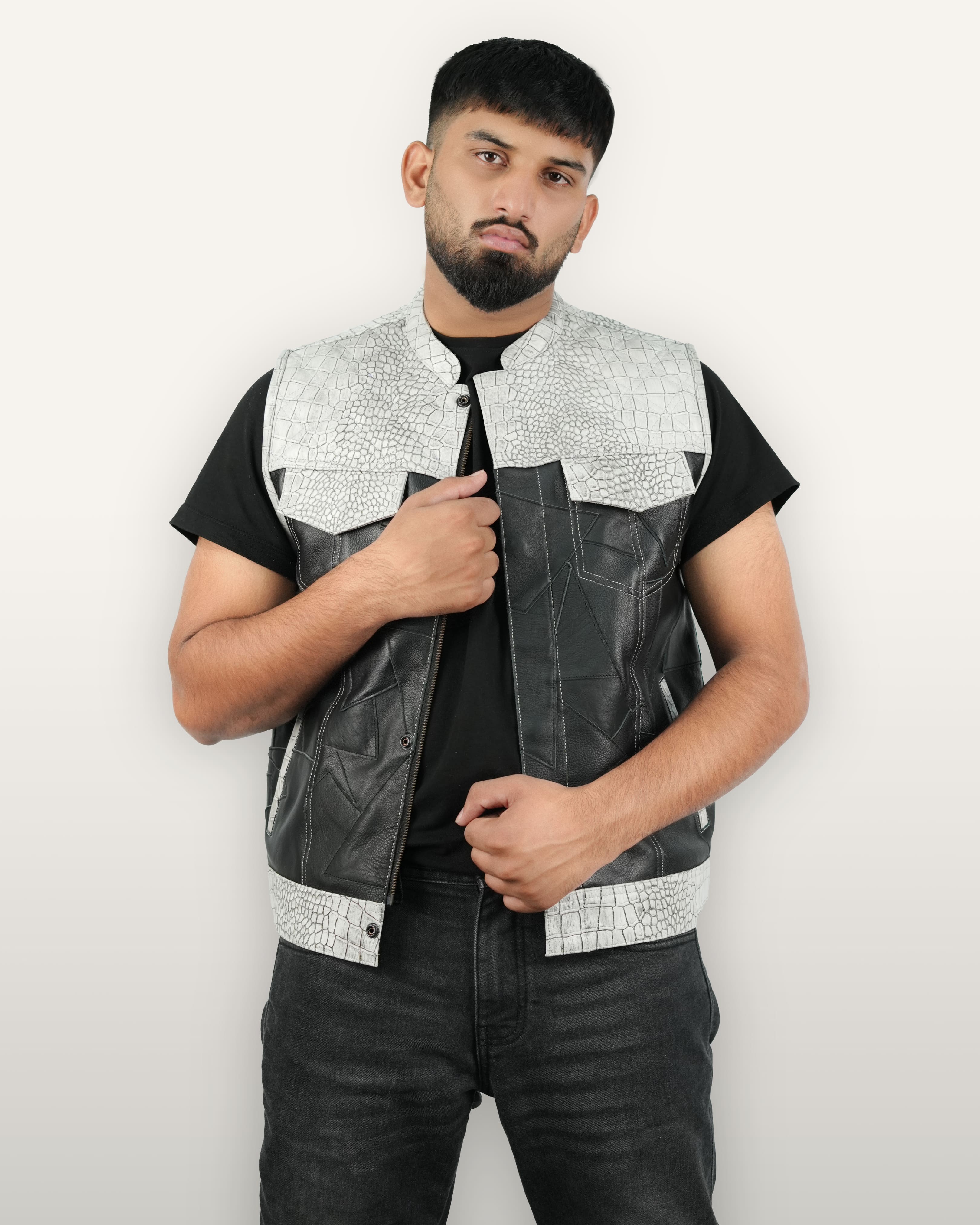 Upcycled Men Leather Waistcoat
