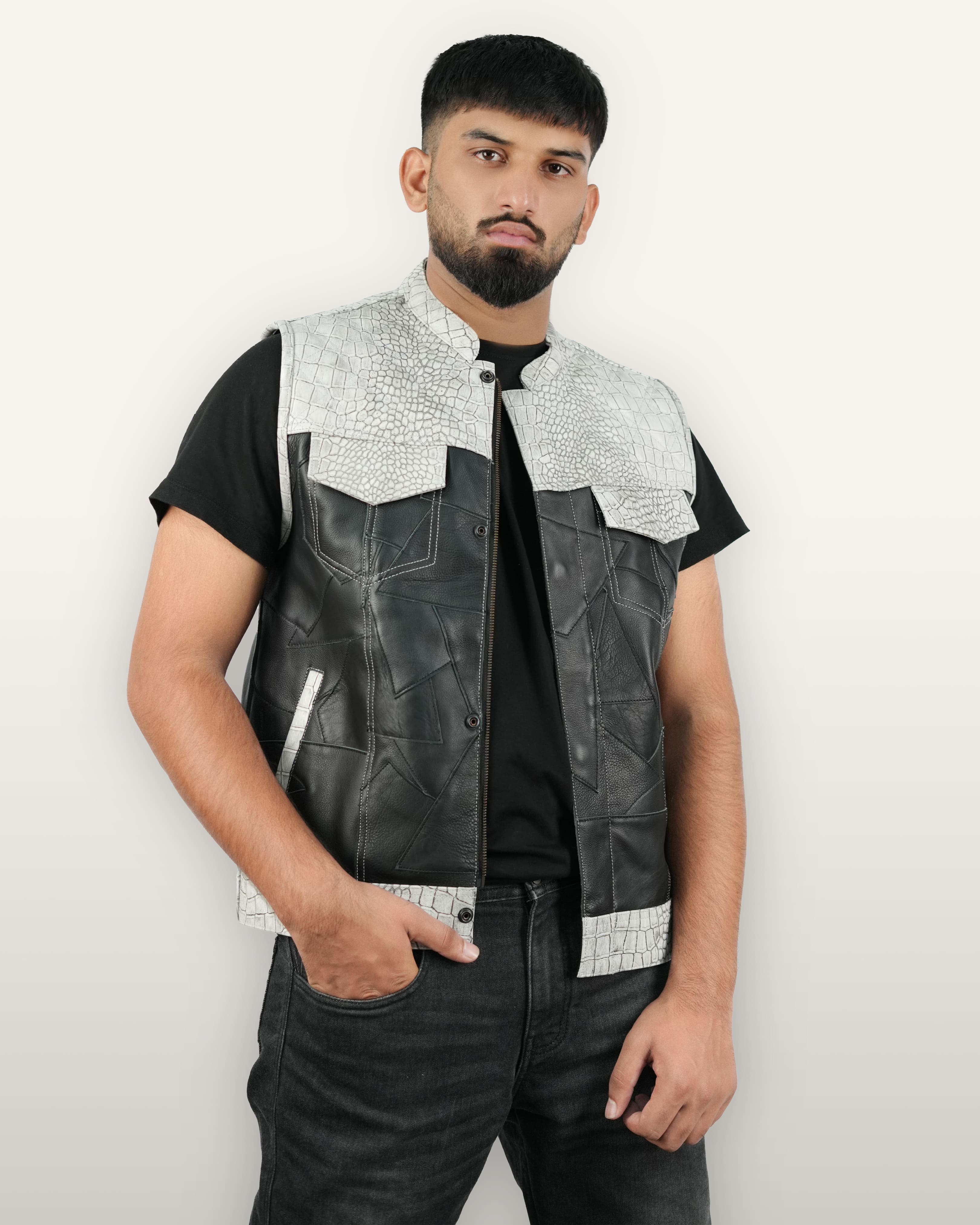 Upcycled Men Leather Waistcoat