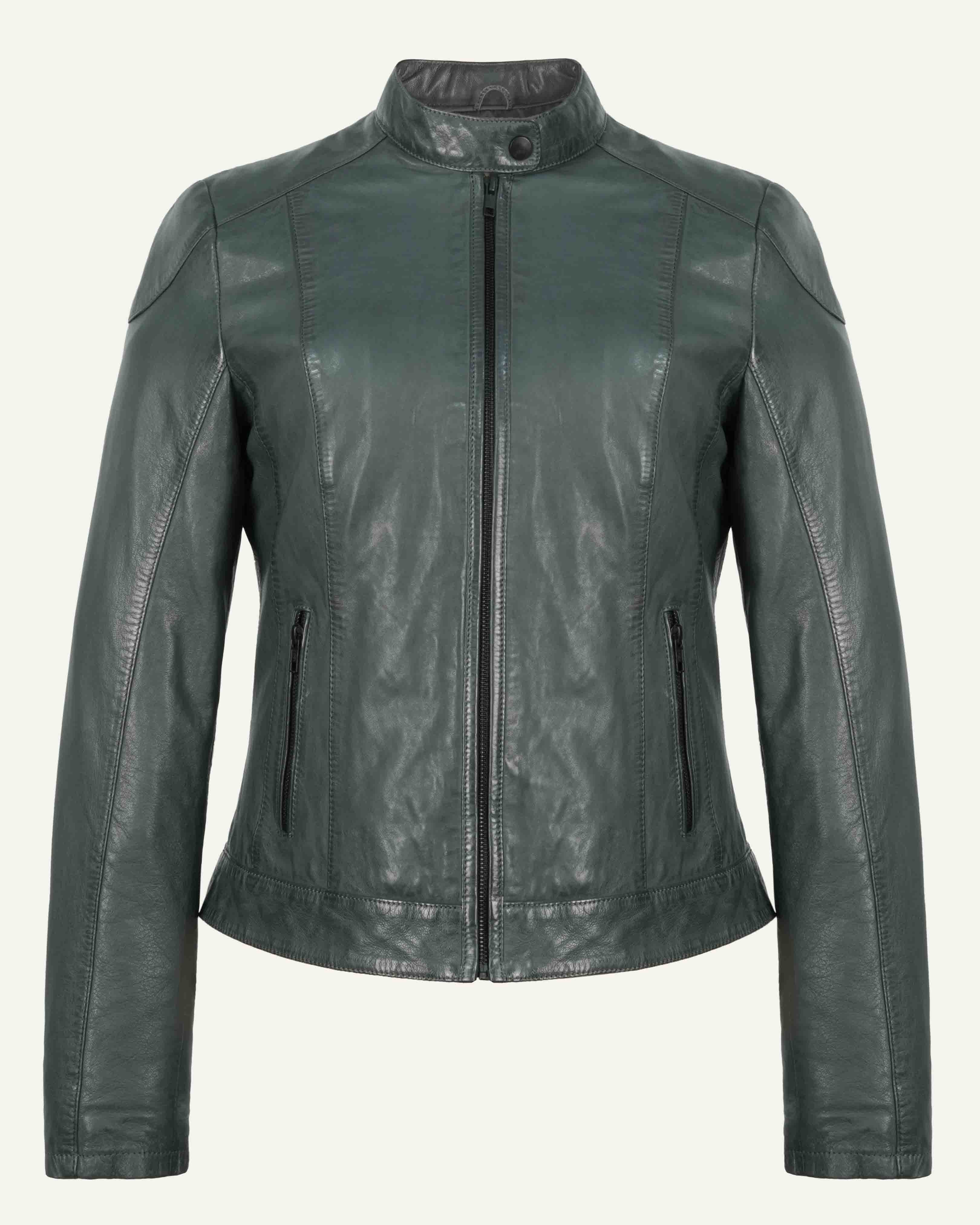 Women Blue Leather Jacket