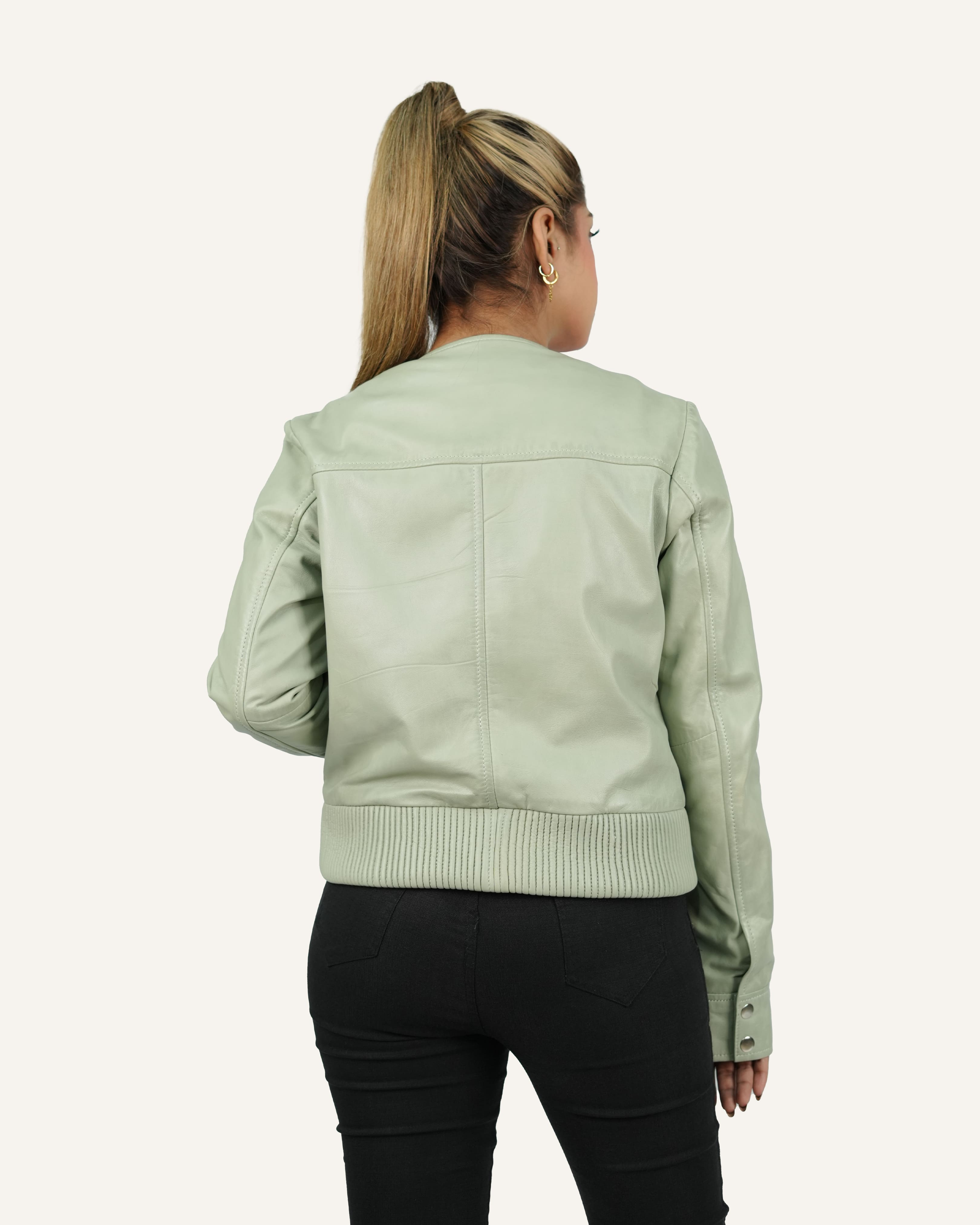 Women Green Lamb Leather Jacket