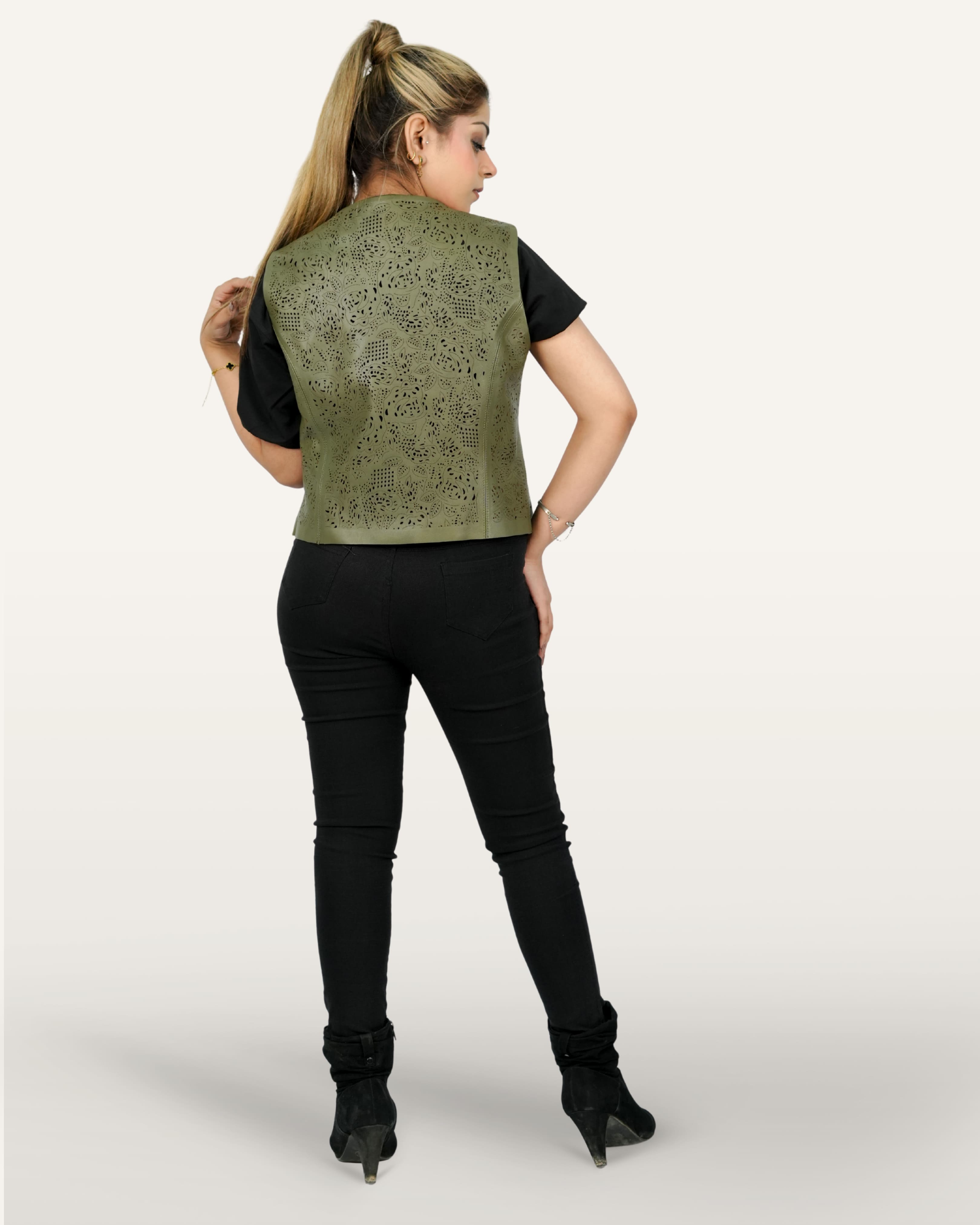 Women Lamb Cut Leather Top