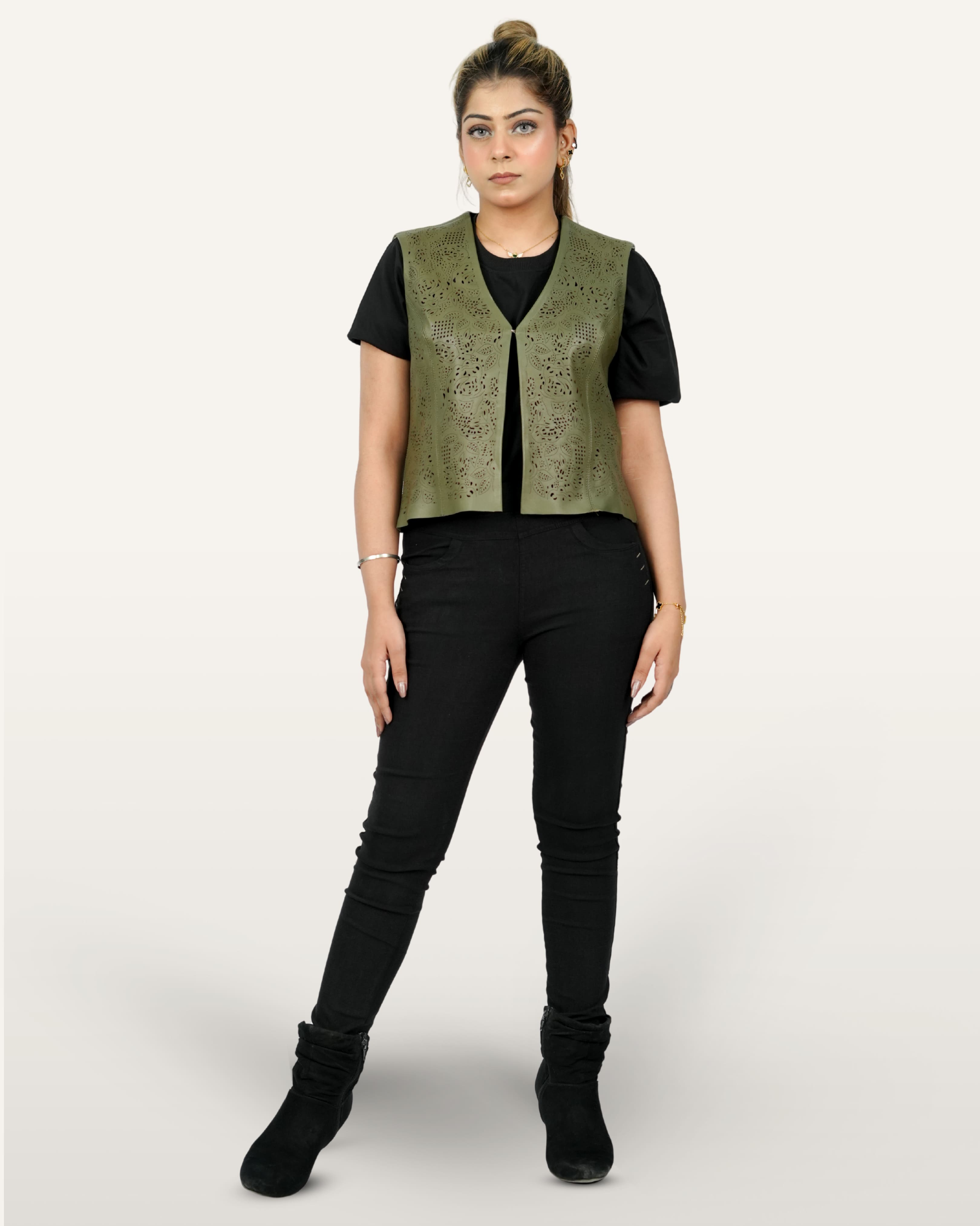 Women Lamb Cut Leather Top